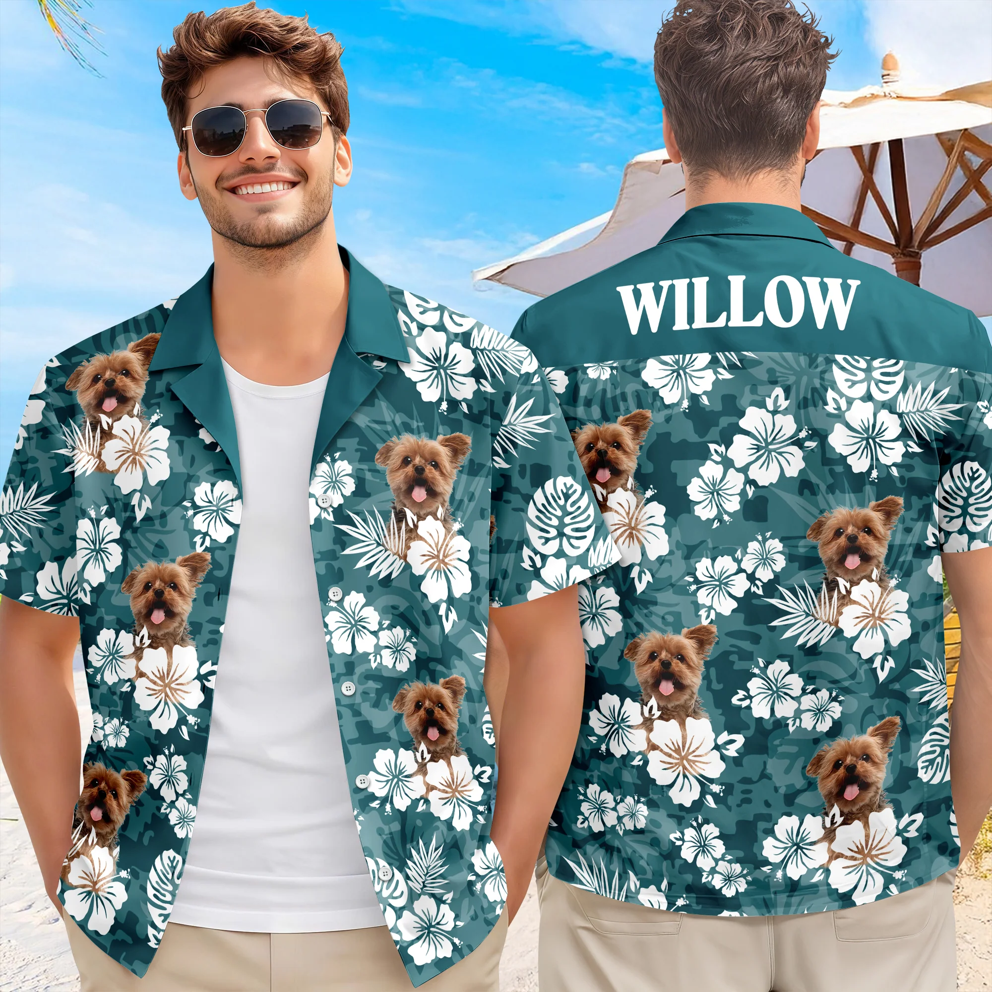 Custom Dog Photo And Name Floral Hawaii Shirt TH10 169459 - Image 4