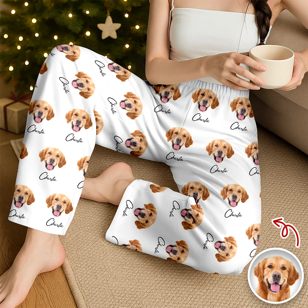 Custom Pet Portrait Pajama Pants – Personalized Dog/Cat/Person Photo & Name Gift TH10 894973 - Image 6
