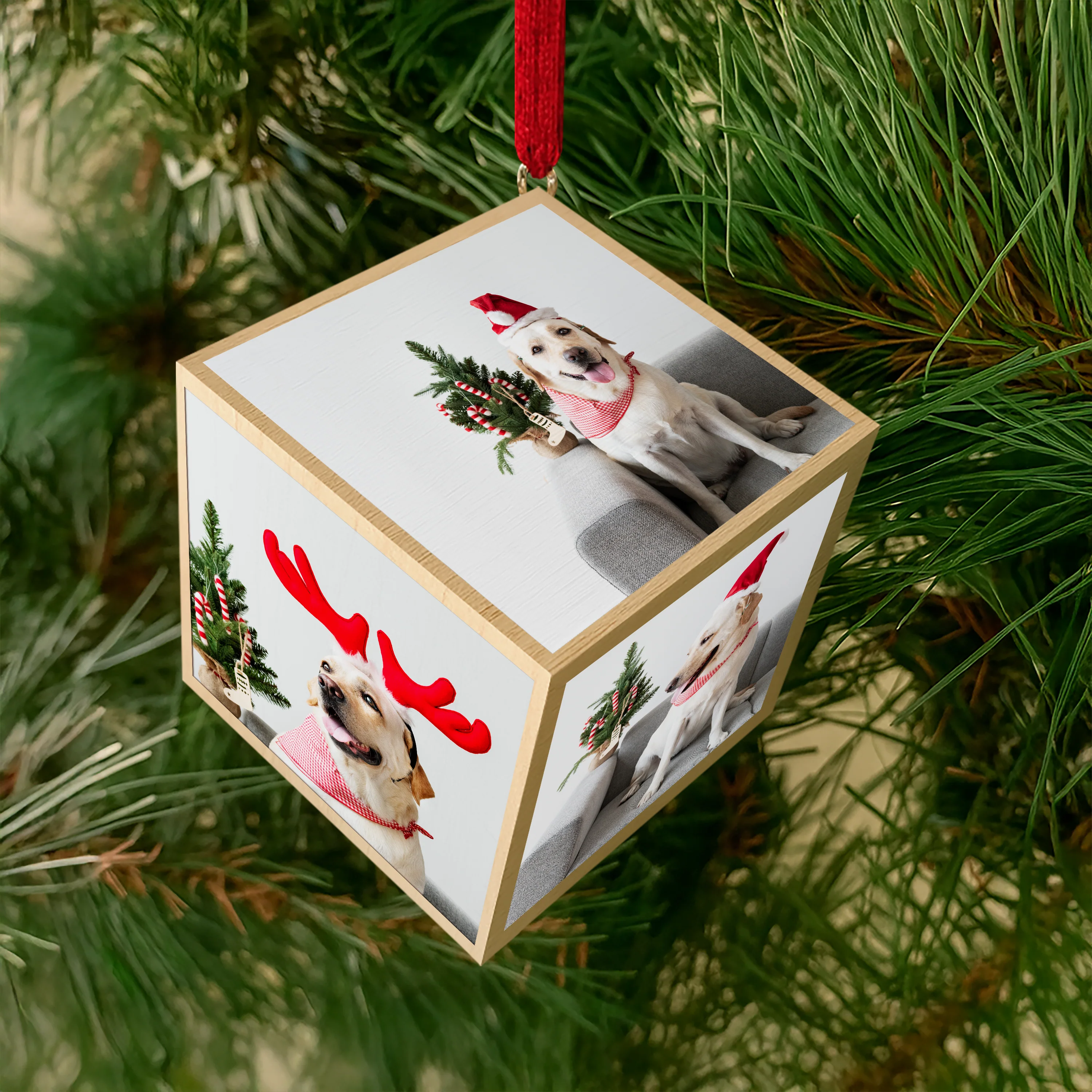 Custom Dog Photo Merry Christmas Cube Ornament For Dog Lover TH10 894523 - Image 8