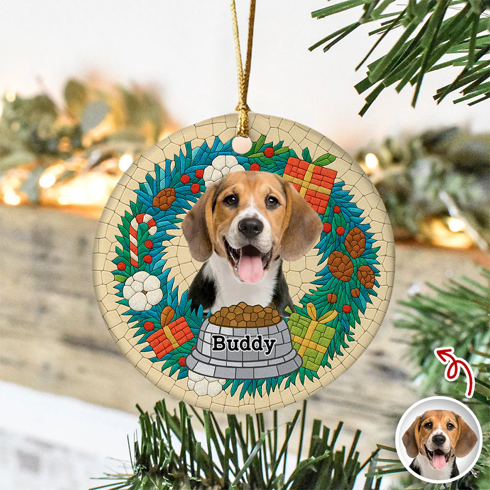 Custom Dog Photo Mosaic Style For Christmas Ceramic Ornament TH10 894805 - Image 6