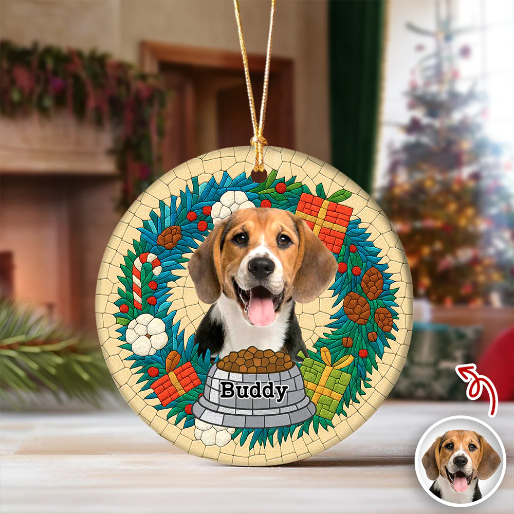 Custom Dog Photo Mosaic Style For Christmas Ceramic Ornament TH10 894805 - Image 7