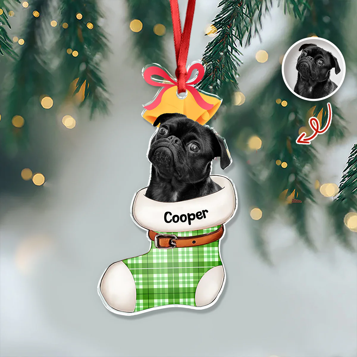 Custom Dog Photo On Stocking Acrylic Ornament For Christmas TH10 894391 - Image 6