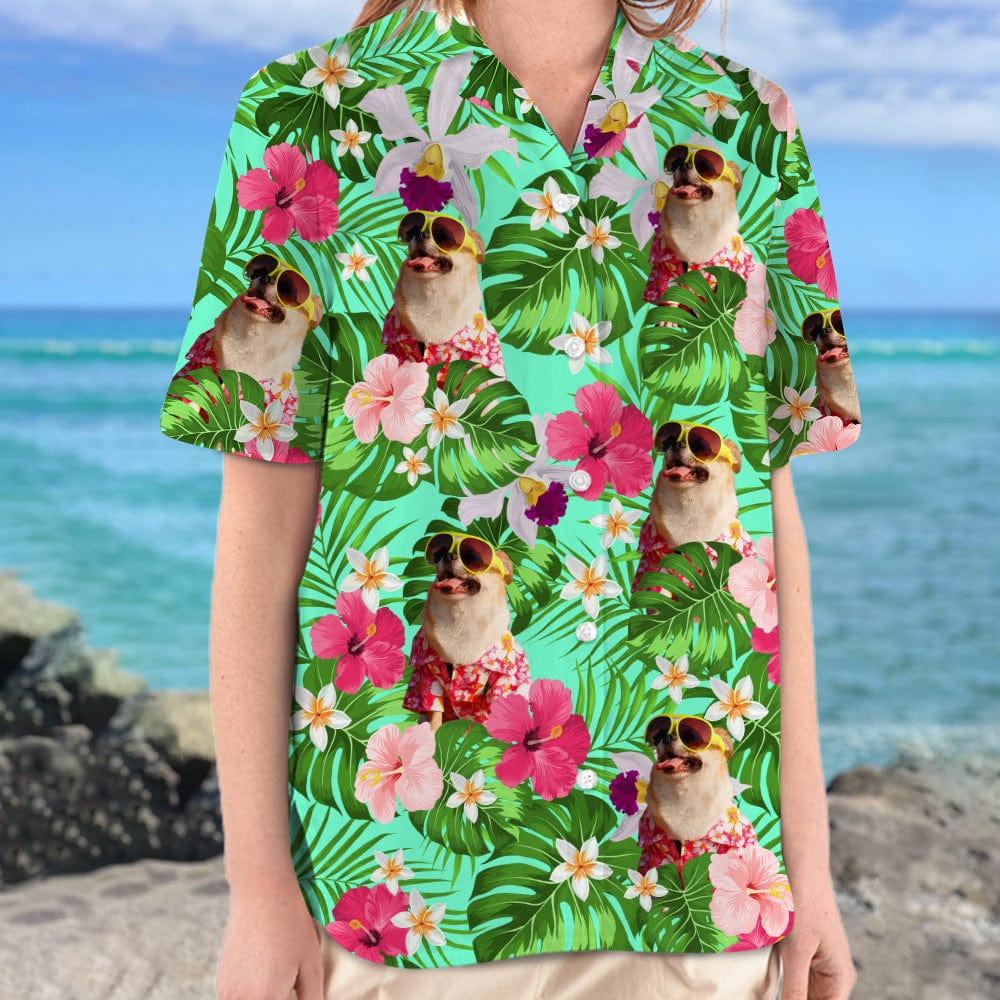 Custom Dog Photo Tropical Style Woman Hawaii Shirt N304 889567 - Image 2