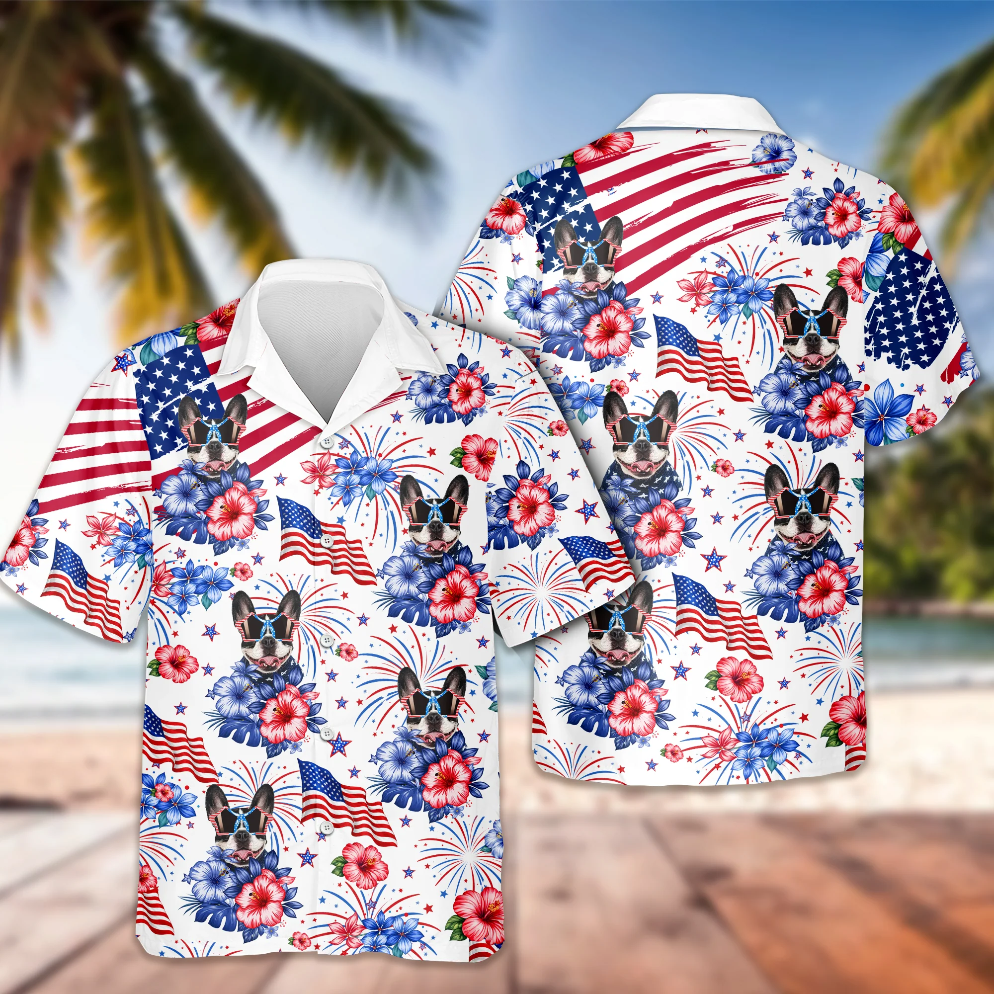Custom Dog Photo United State Flag Hawaii Shirt TH10 169077 - Image 5