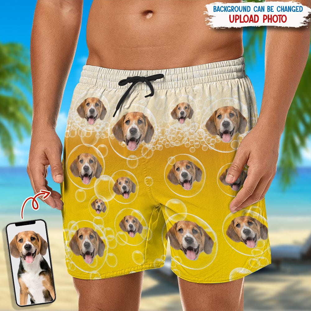 Custom Dog Photo With Beer Bubble Beach Short TA29 889297