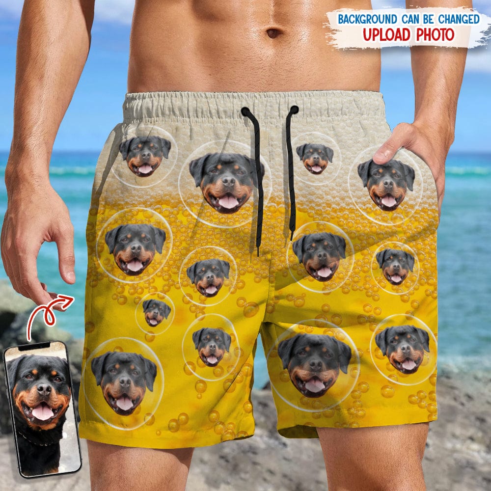 Custom Dog Photo With Beer Bubble Beach Short TA29 889297 - Image 2