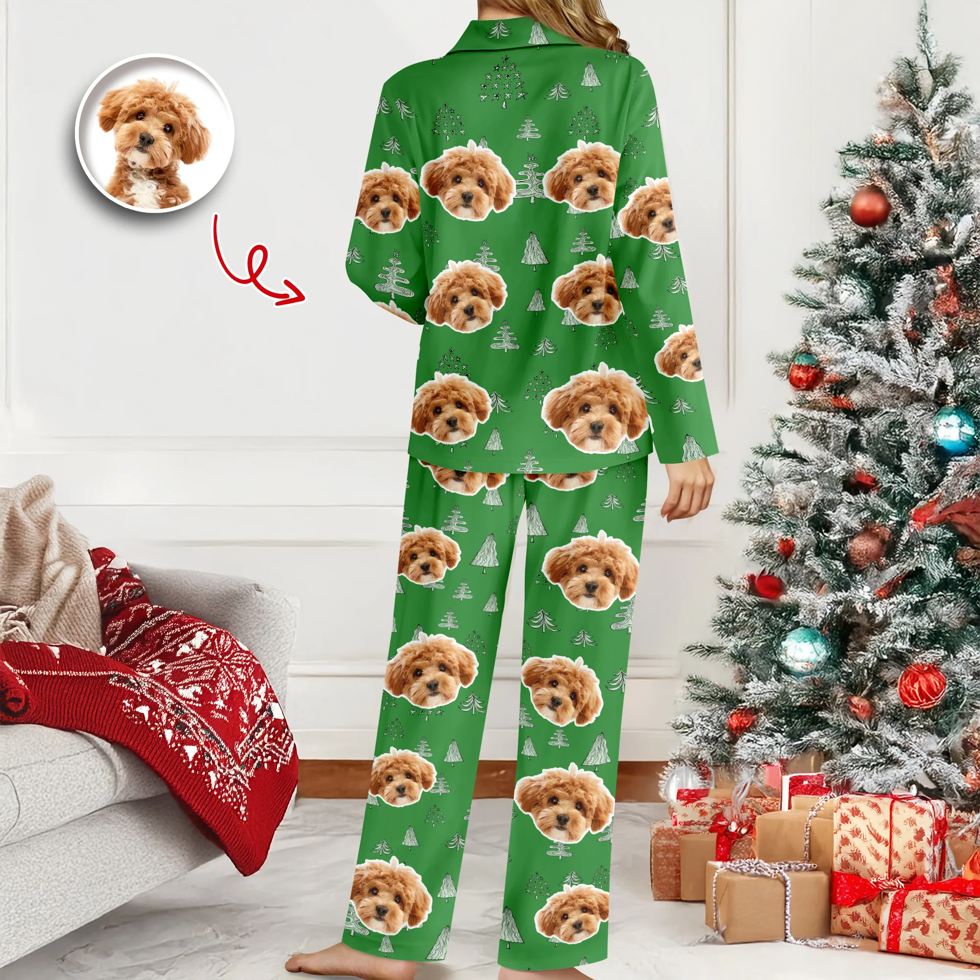 Custom Dog Photo With Christmas Tree Icon Pajamas TH10 894405 - Image 6