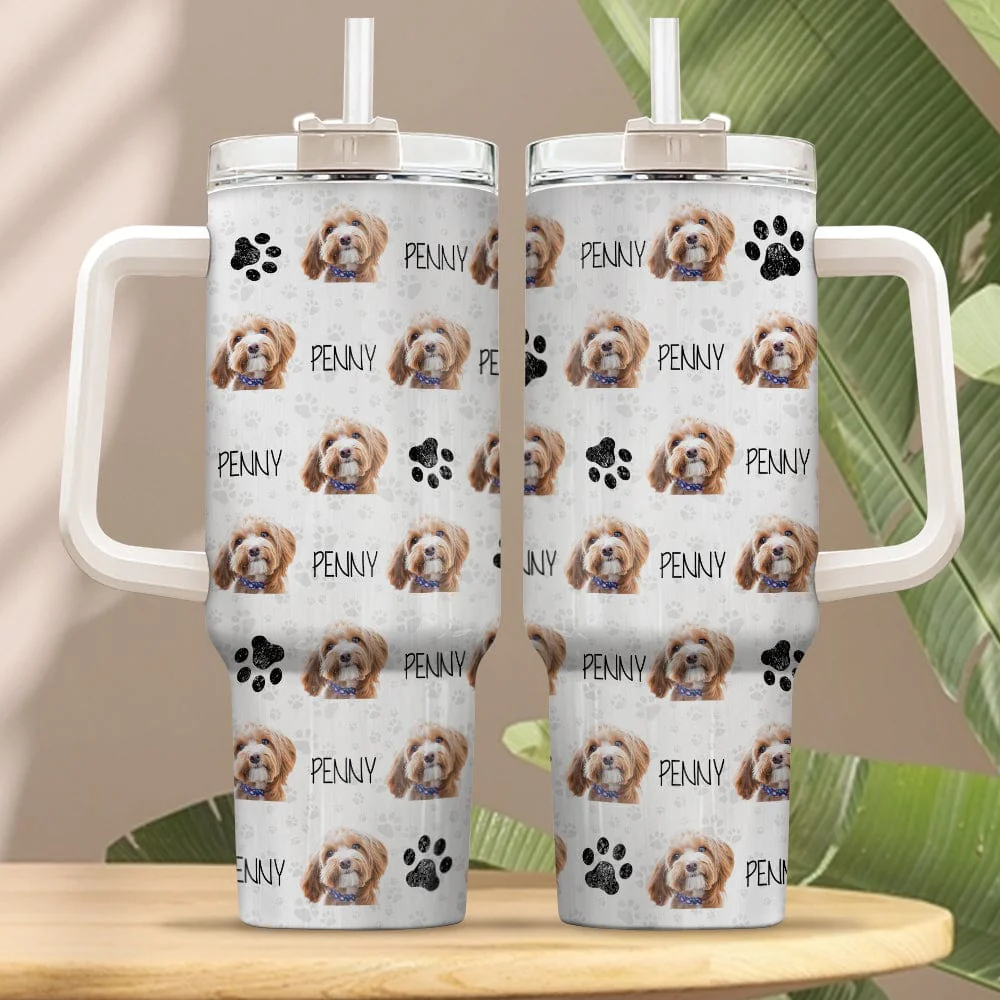 Custom Dog Photo With Paw Dog Tumbler 40oz TA29 890589 - Image 3