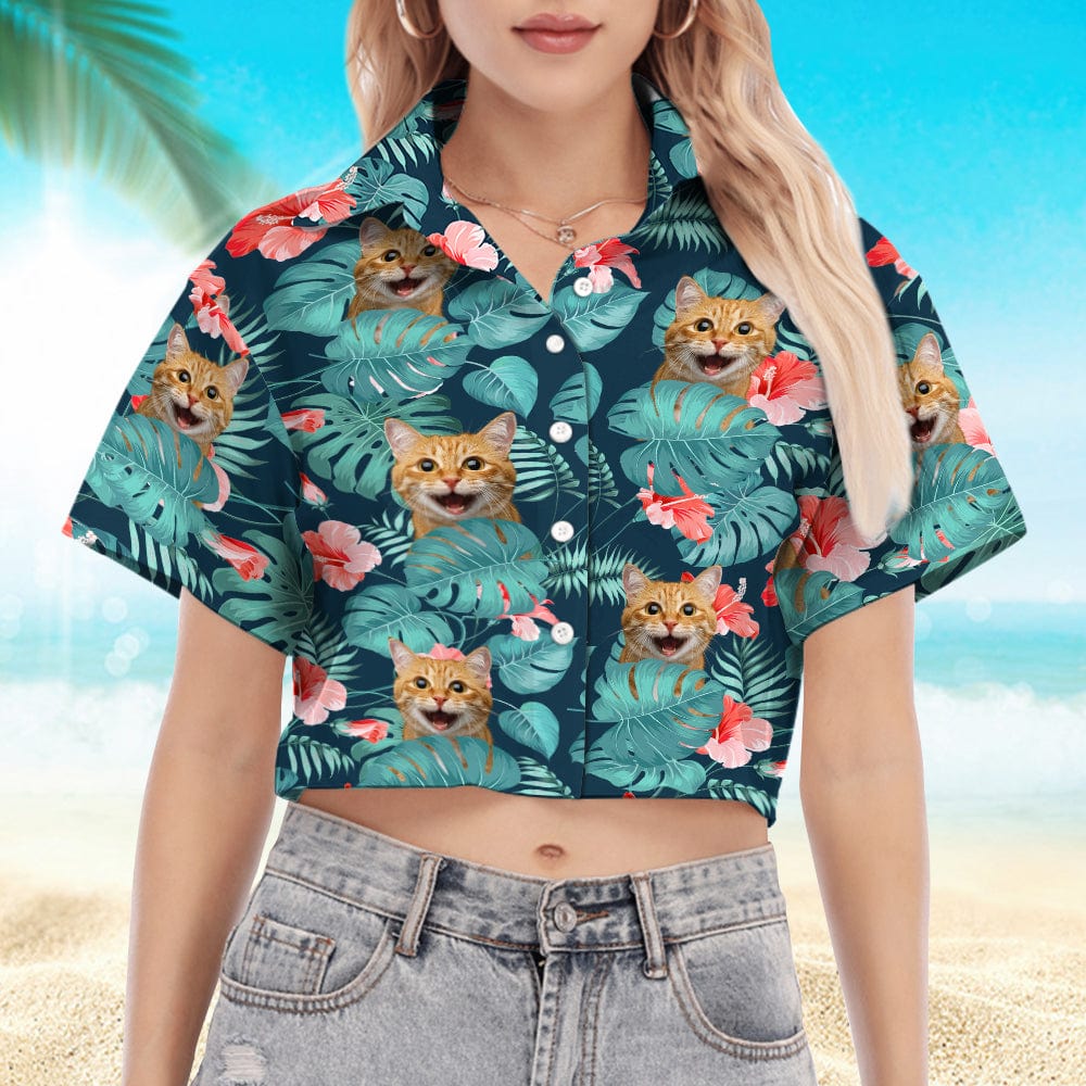 Custom Dog Cat Photo Women's Cropped Shirt K228 890449 - Image 5