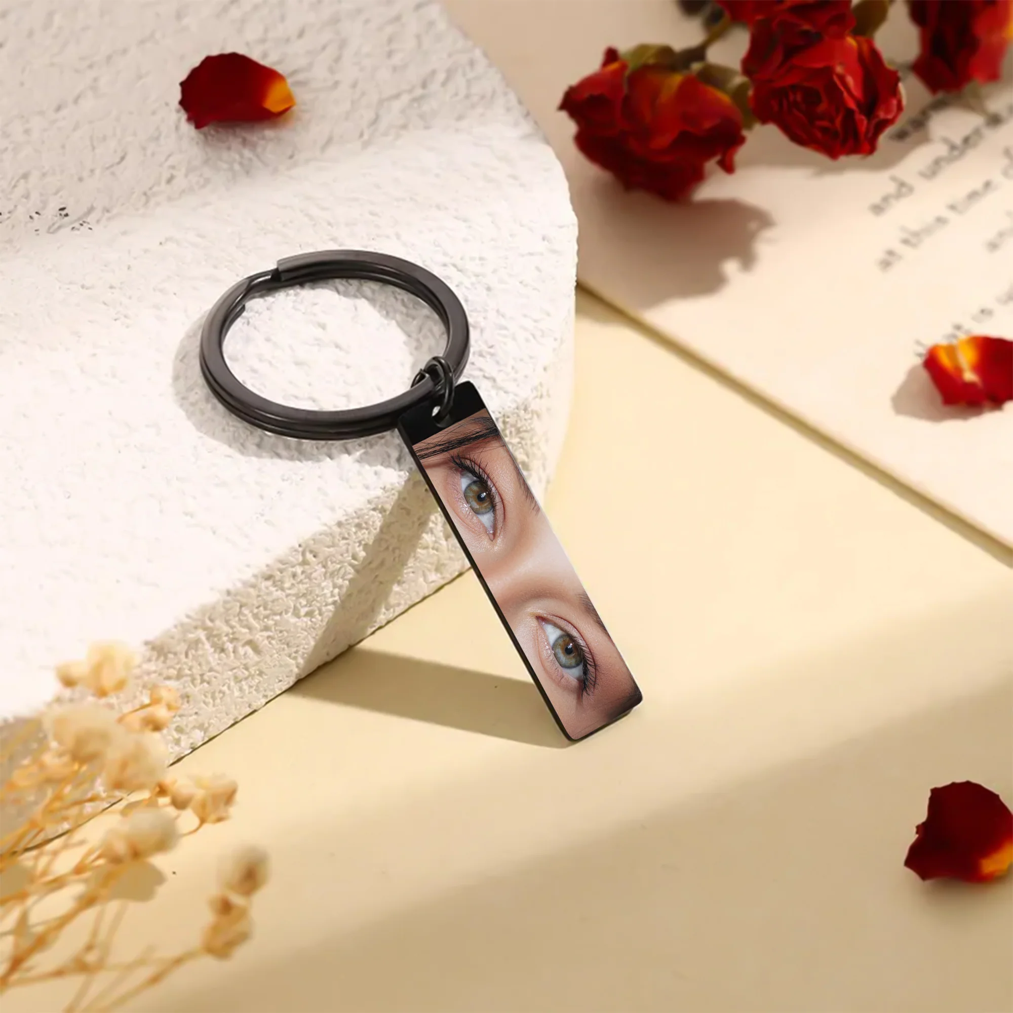 Custom Eyes Photo And Love Quote Metal Keychain Valentine's Gift TH10 898381 - Image 3