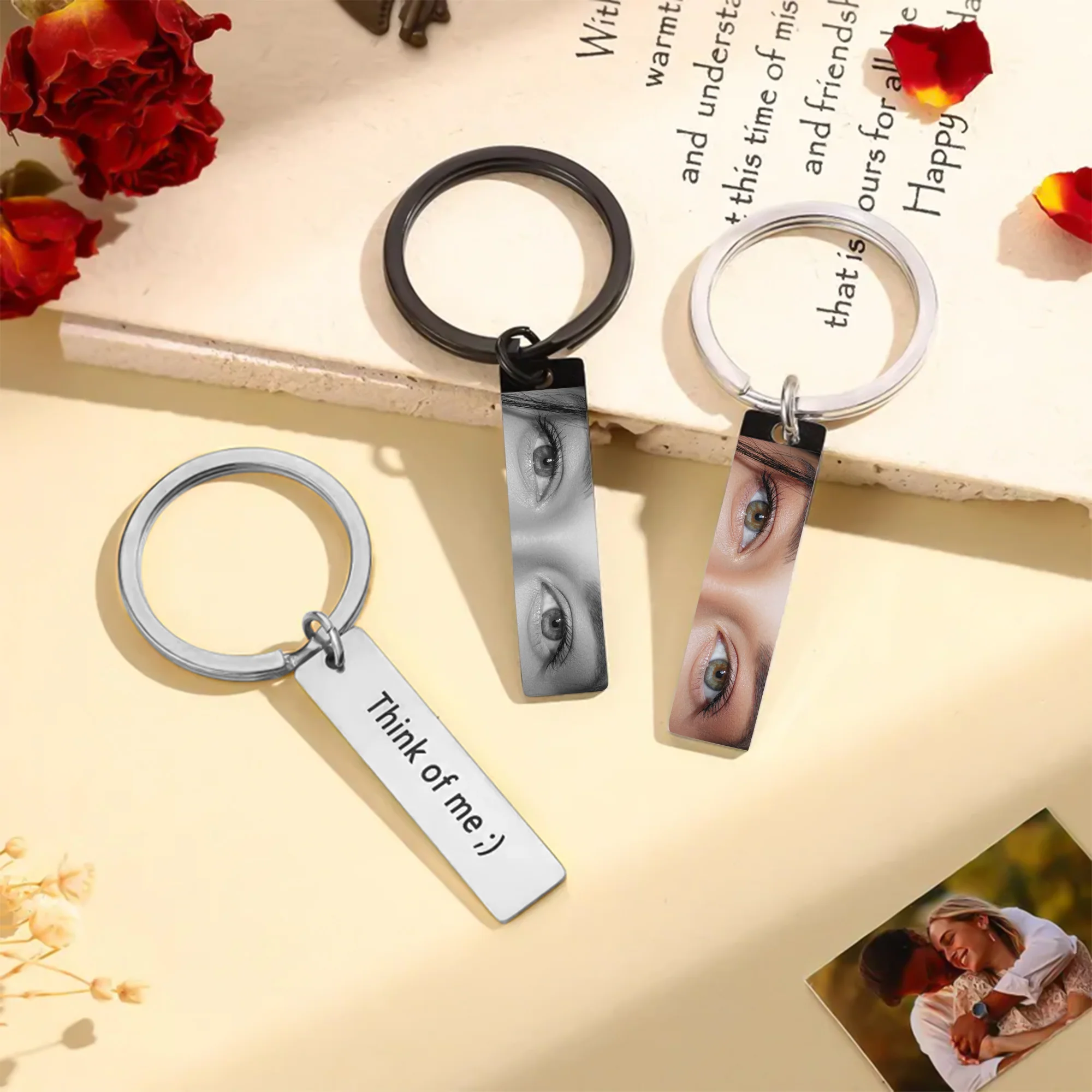 Custom Eyes Photo And Love Quote Metal Keychain Valentine's Gift TH10 898381 - Image 4