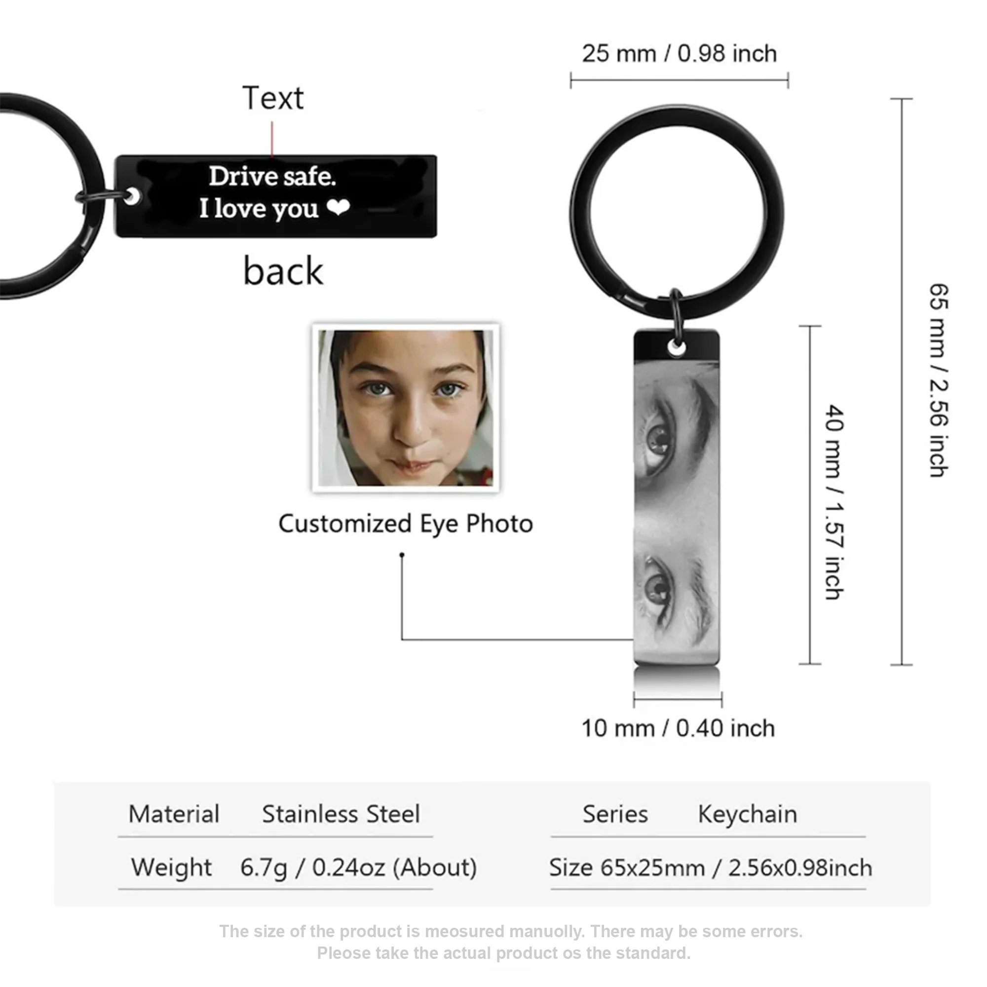 Custom Eyes Photo And Love Quote Metal Keychain Valentine's Gift TH10 898381 - Image 5