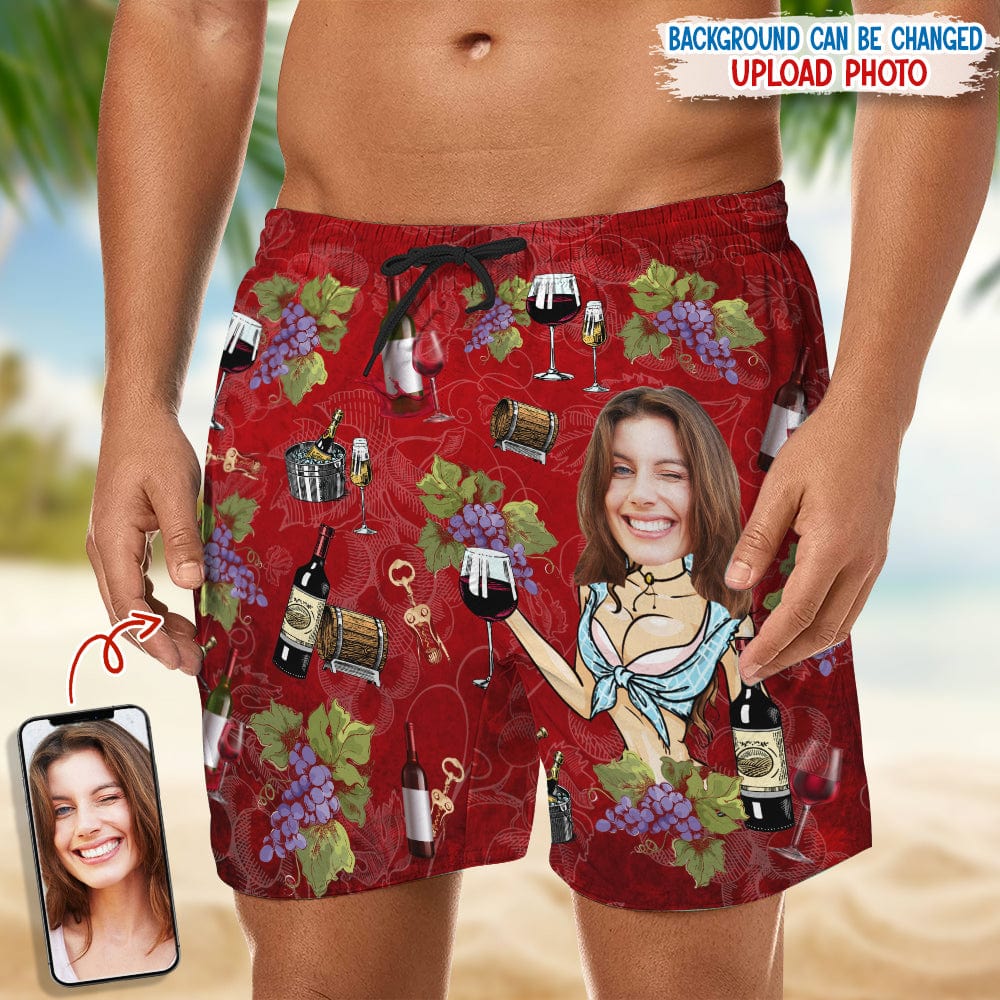 Custom Face for Boyfriend/Husband Wine Beach Short N304 889525 - Image 3