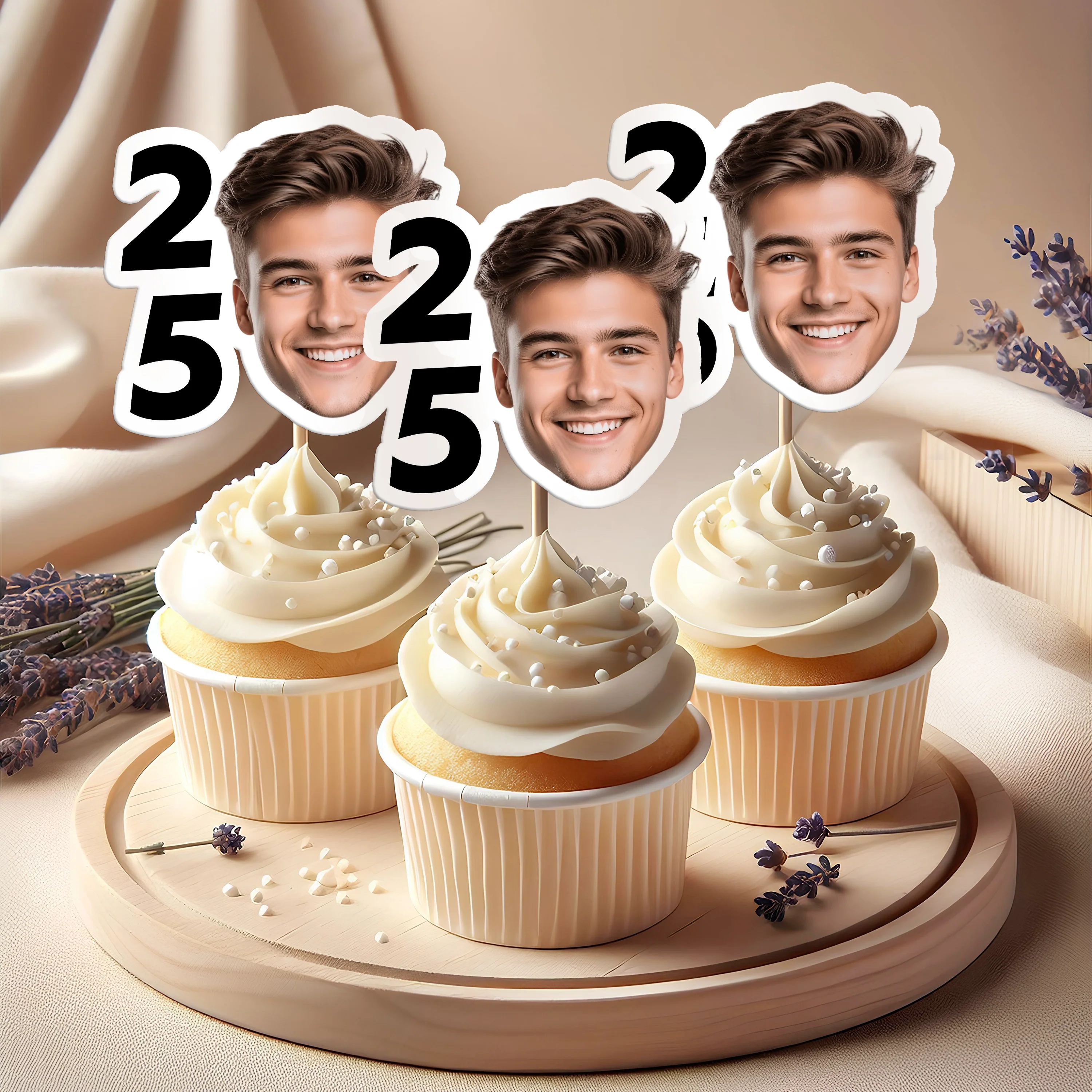 Custom Face Photo And Age For Birthday Party Cupcake Toppers TH10 892593 - Image 5