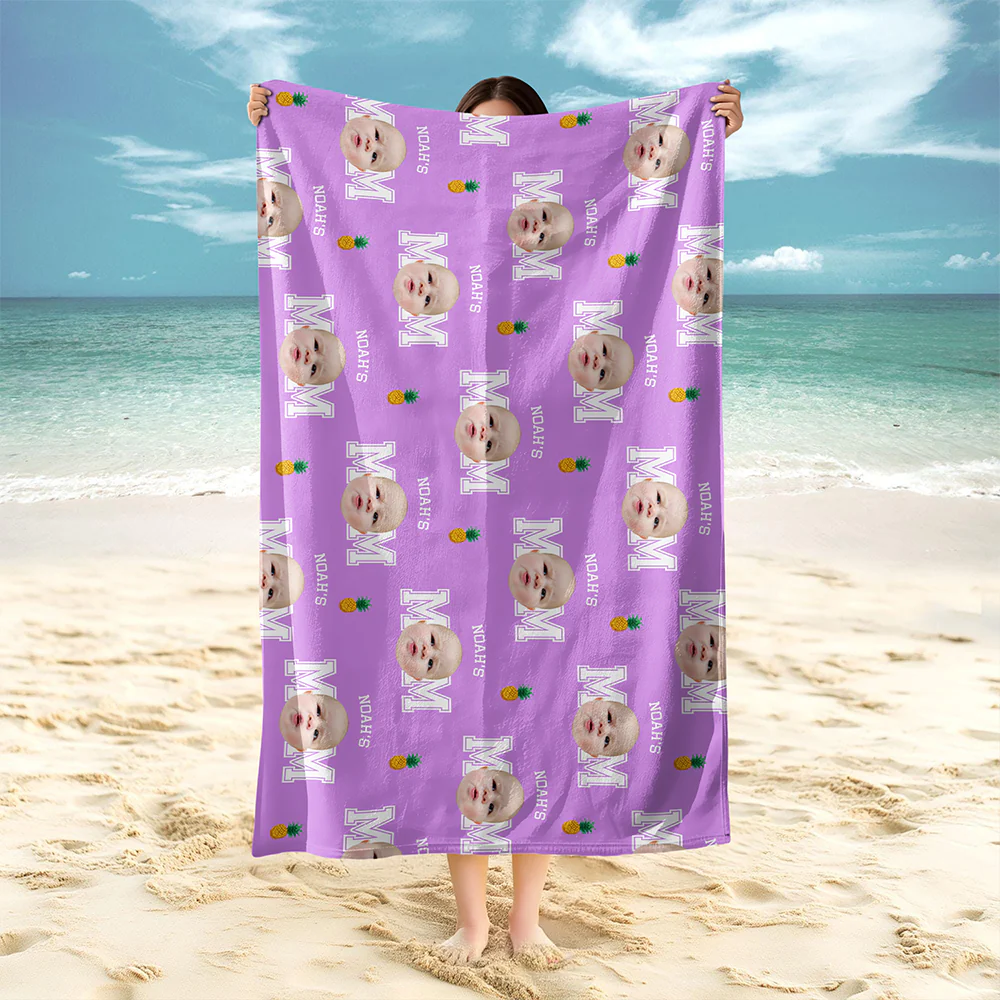 Custom Face Photo And Name With Icon Summer Beach Towel TH10 894075 - Image 5