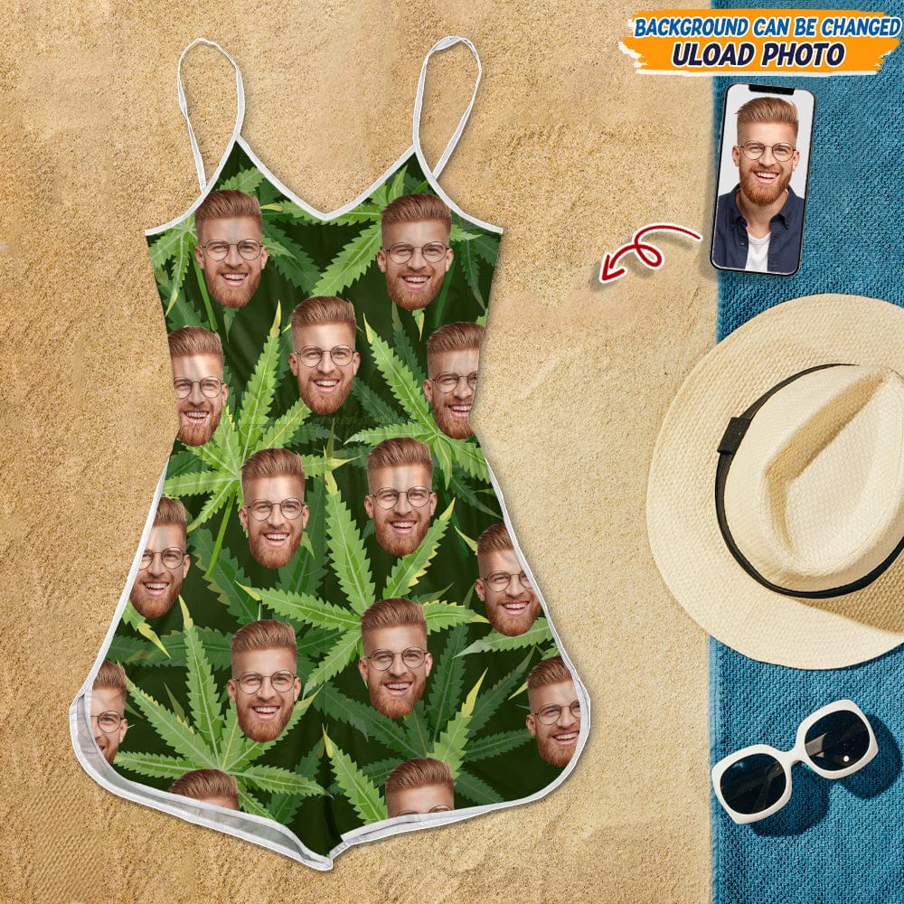 Custom Face Photo And Weed Design Romper N304 889381