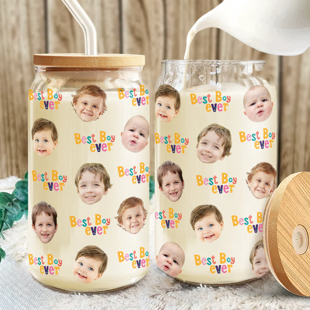 Custom Face Photo Best Family Ever Glass Can With Lid TH10 892657 - Image 2