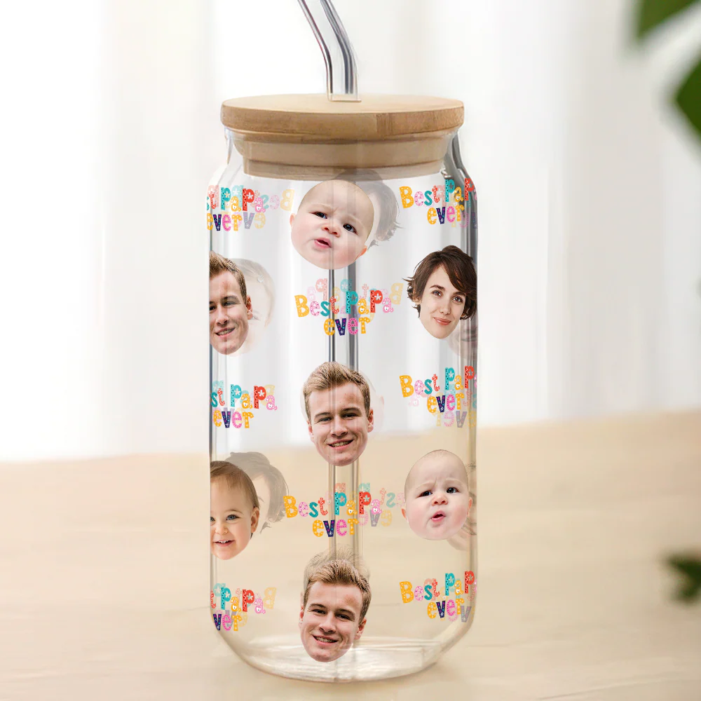 Custom Face Photo Best Family Ever Glass Can With Lid TH10 892657 - Image 8