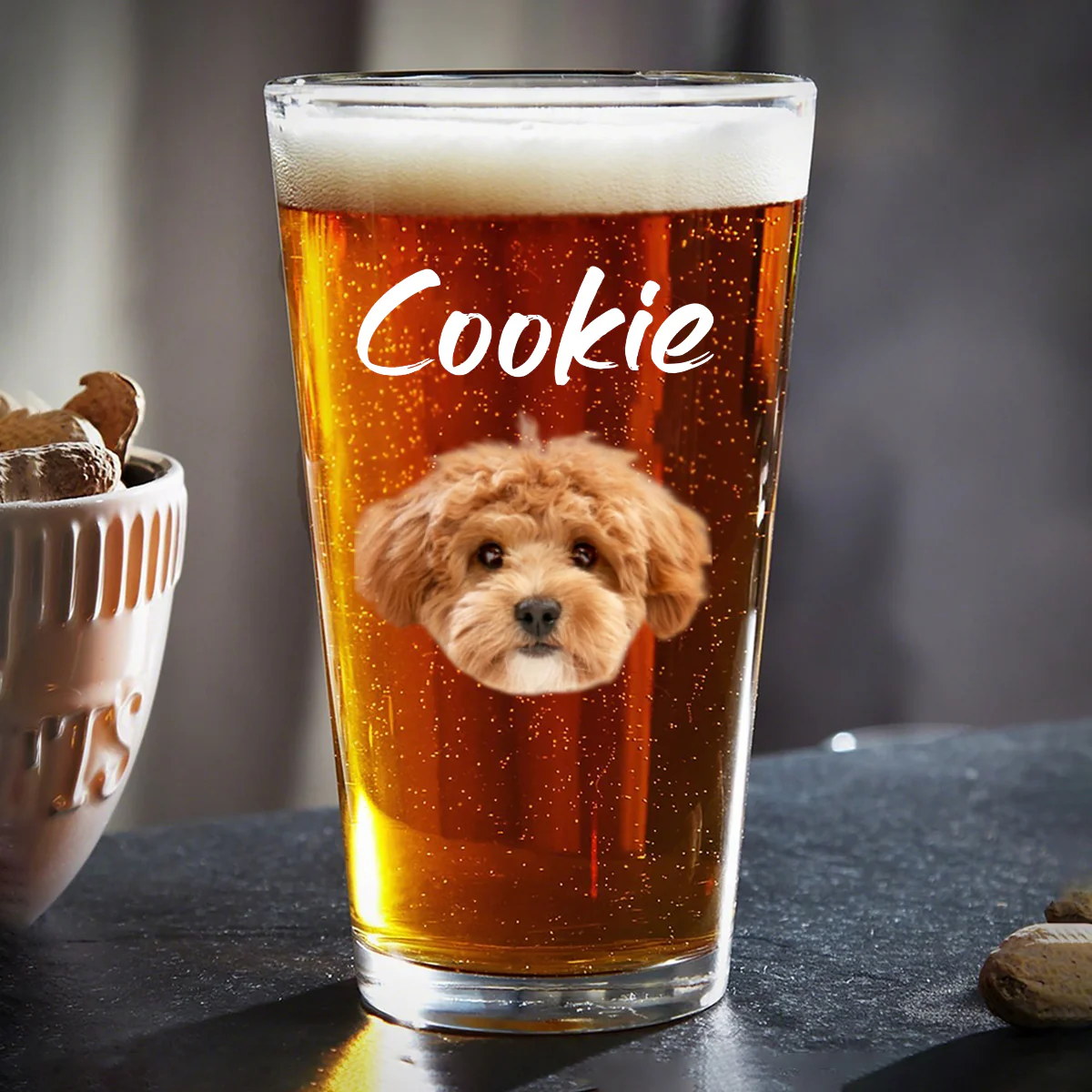 Custom Face Photo Dog Print Beer Glass N304 890919 - Image 2