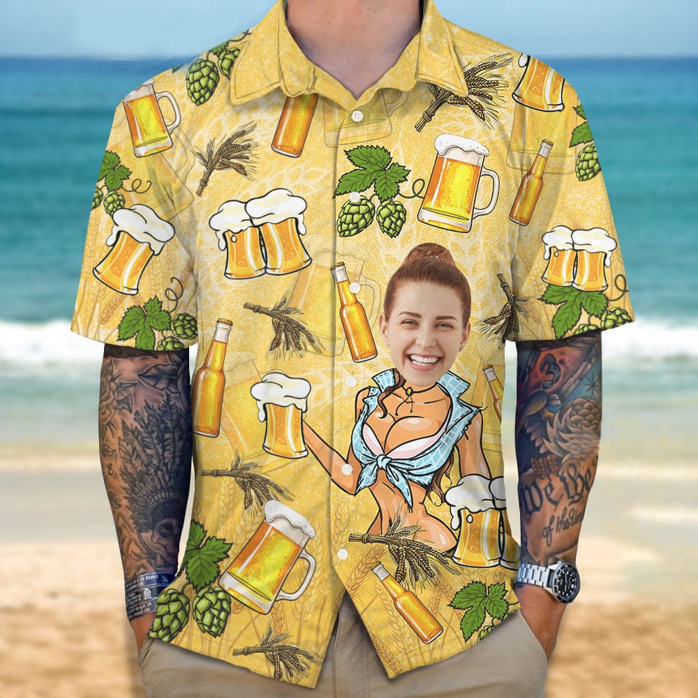 Custom Face Photo Gift For Husband And Boyfriend Hawaii Shirt N304 889319 - Image 3