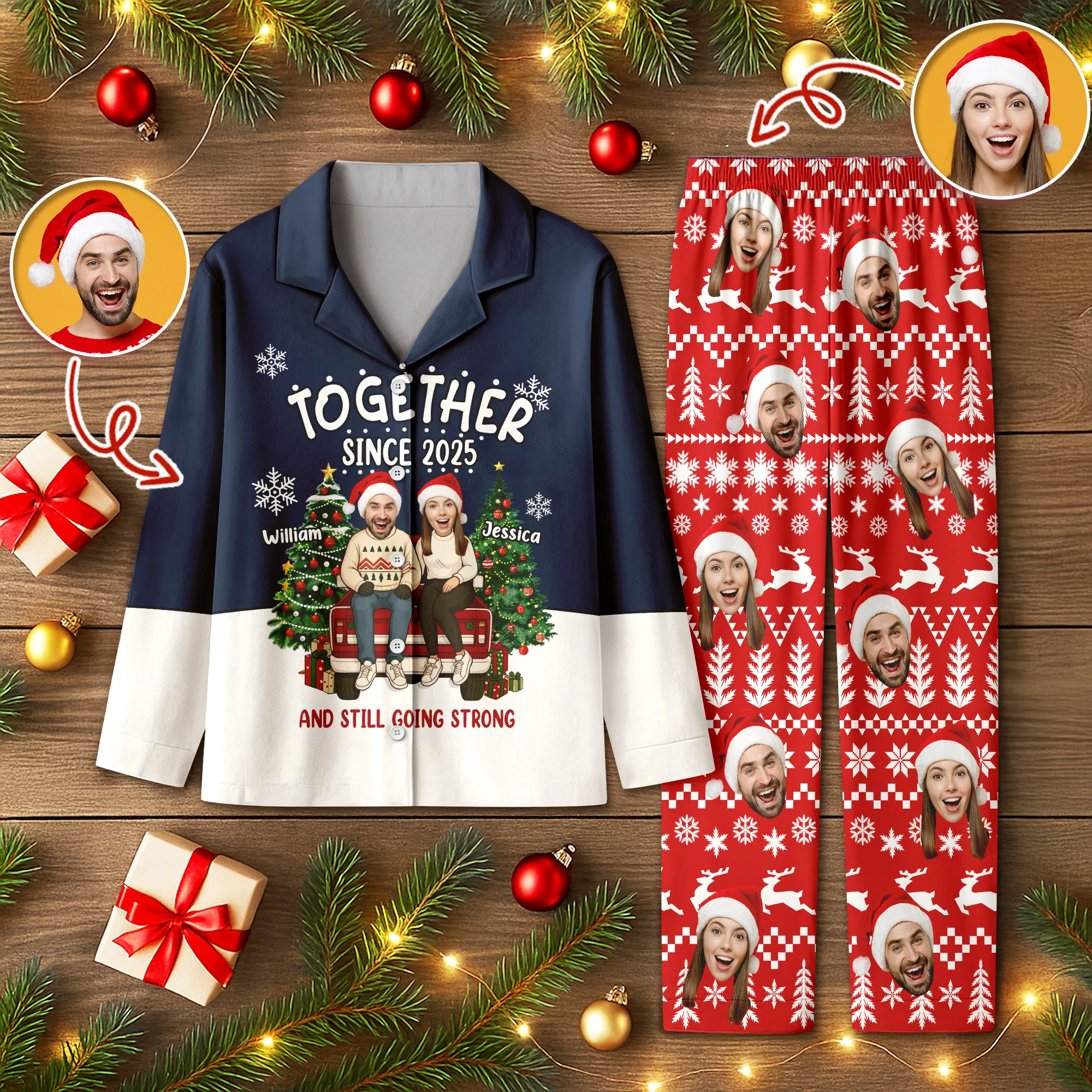 Custom Face Photo Together Since Pajamas For Couple TH10 896045 - Image 2