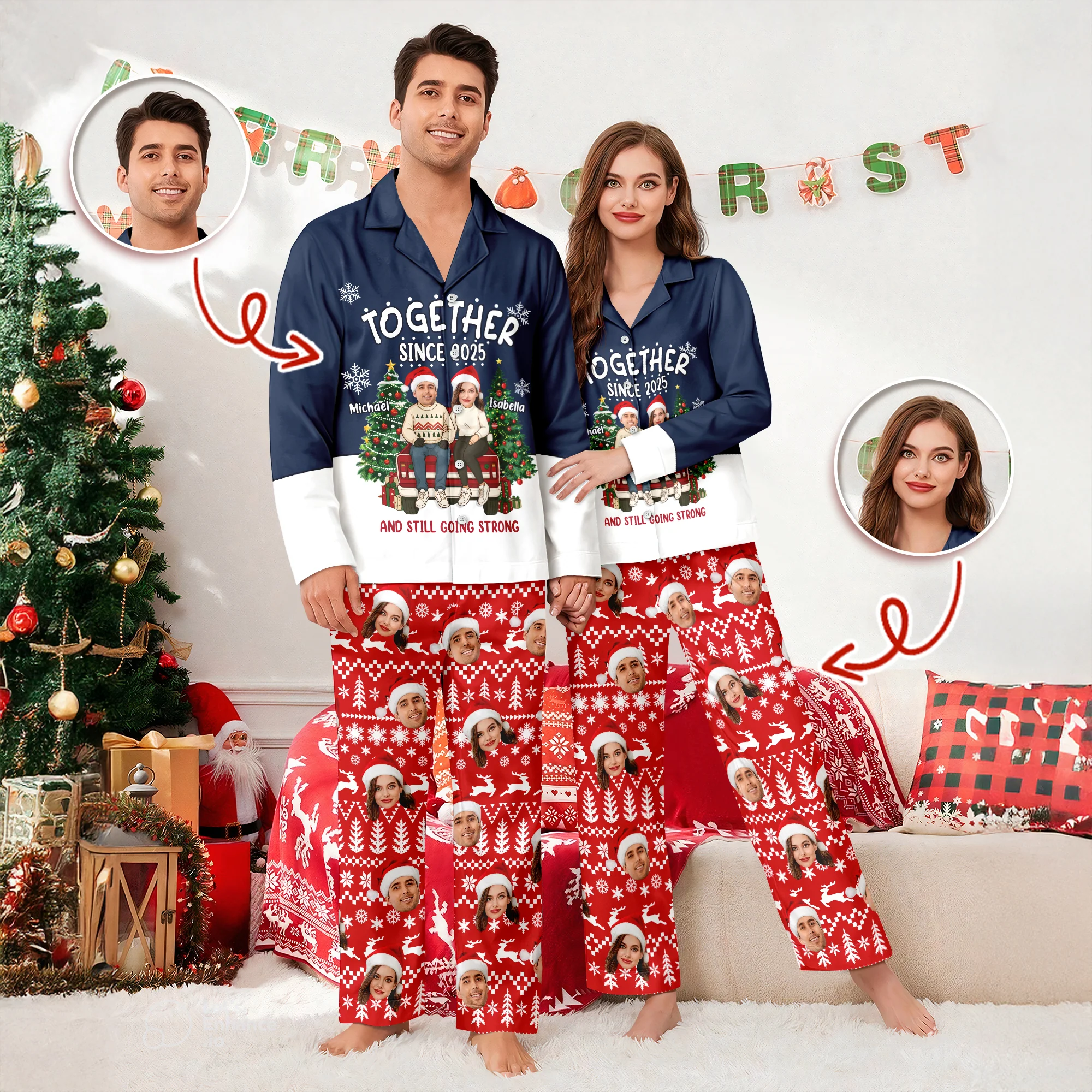 Custom Face Photo Together Since Pajamas For Couple TH10 896045 - Image 3