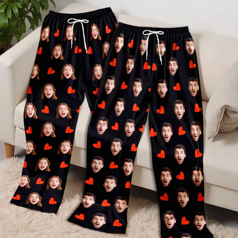 Custom Face Photo With Heart Icon Pajamas Pants TH10 898817 - Image 2