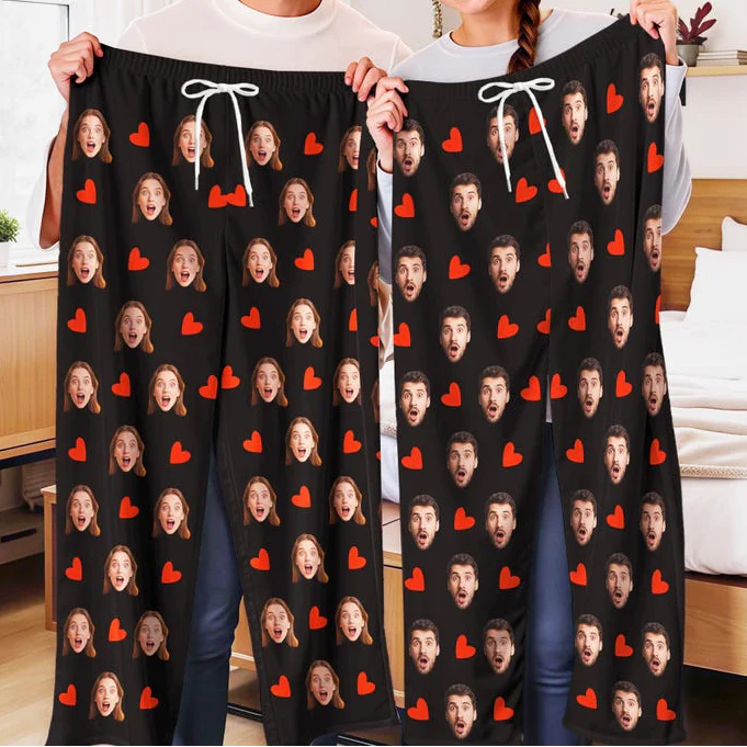 Custom Face Photo With Heart Icon Pajamas Pants TH10 898817 - Image 5