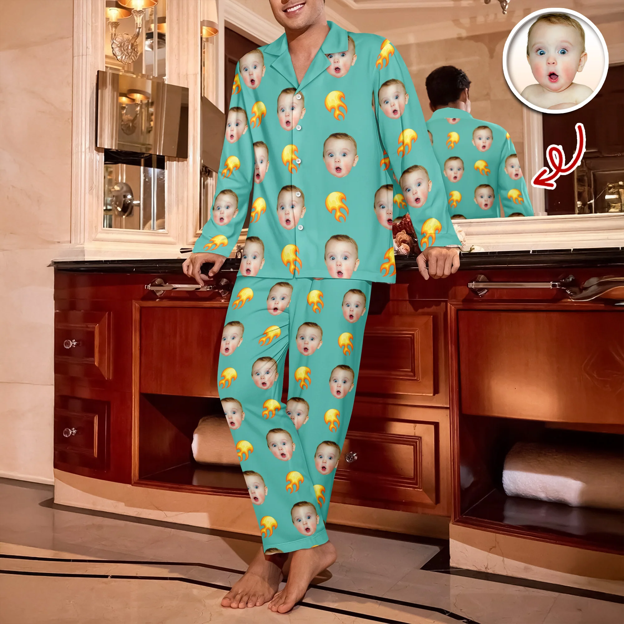 Custom Face Photo With Icon Pajamas Gift For Family TH10 896657 - Image 4
