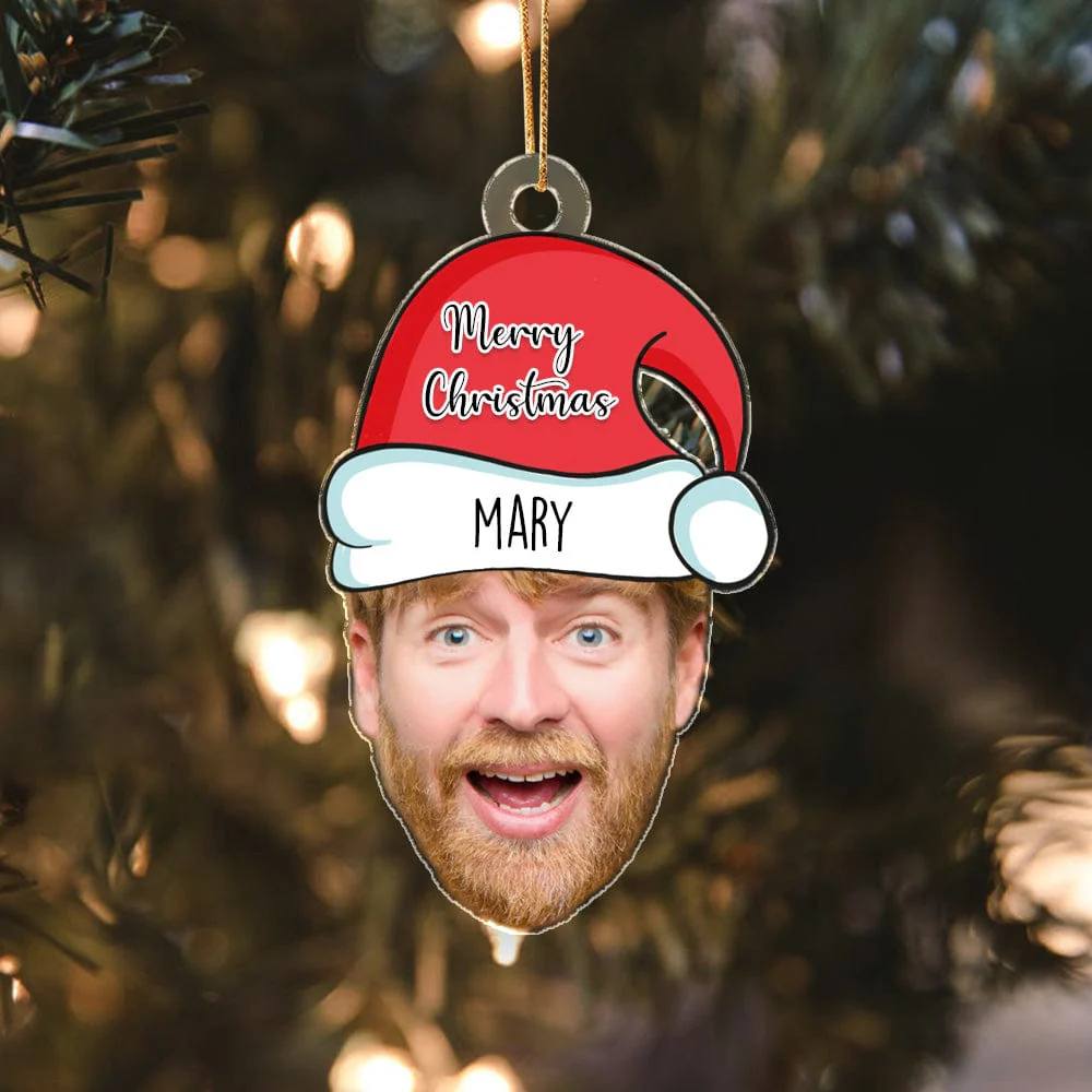 Custom Face Photo With Santa Hat Christmas Acrylic Ornament TH10 892025 - Image 4