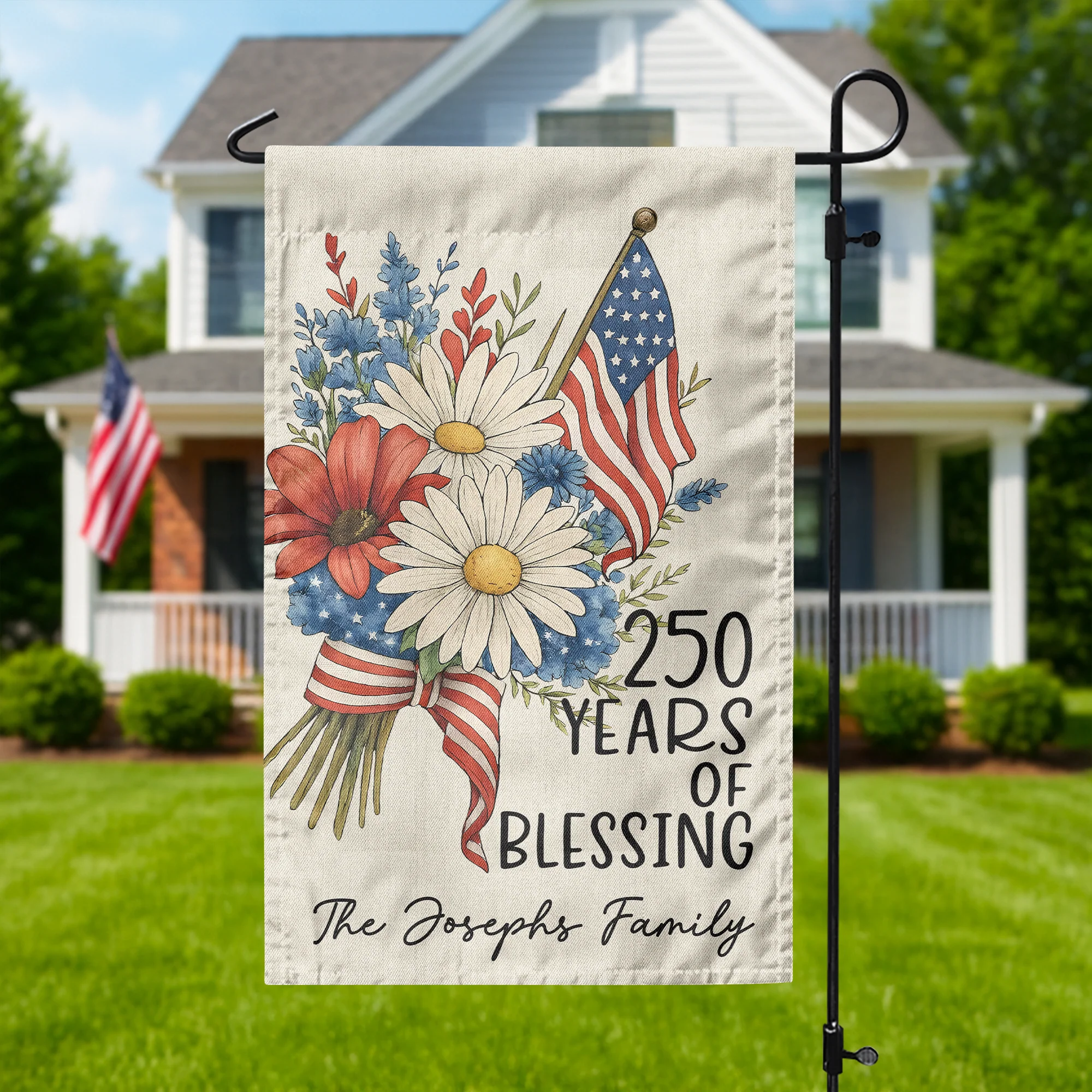 Custom Family Name 250 Years America, 1776-2026 USA 250th Garden Flag TH10 898311 - Image 2