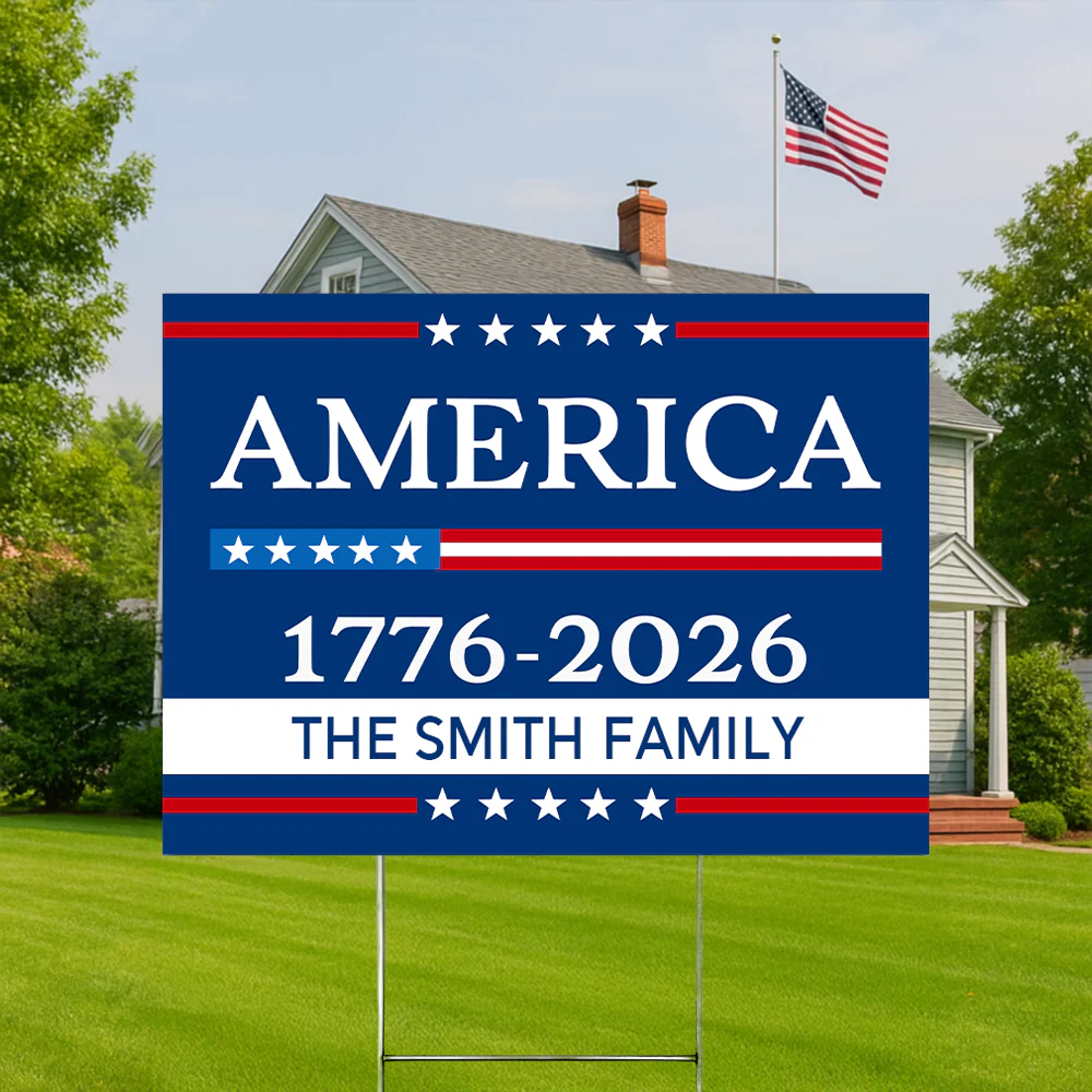 Custom Family Name America 1776 - 2026 Garden Yard Sign TH10 896549 - Image 2