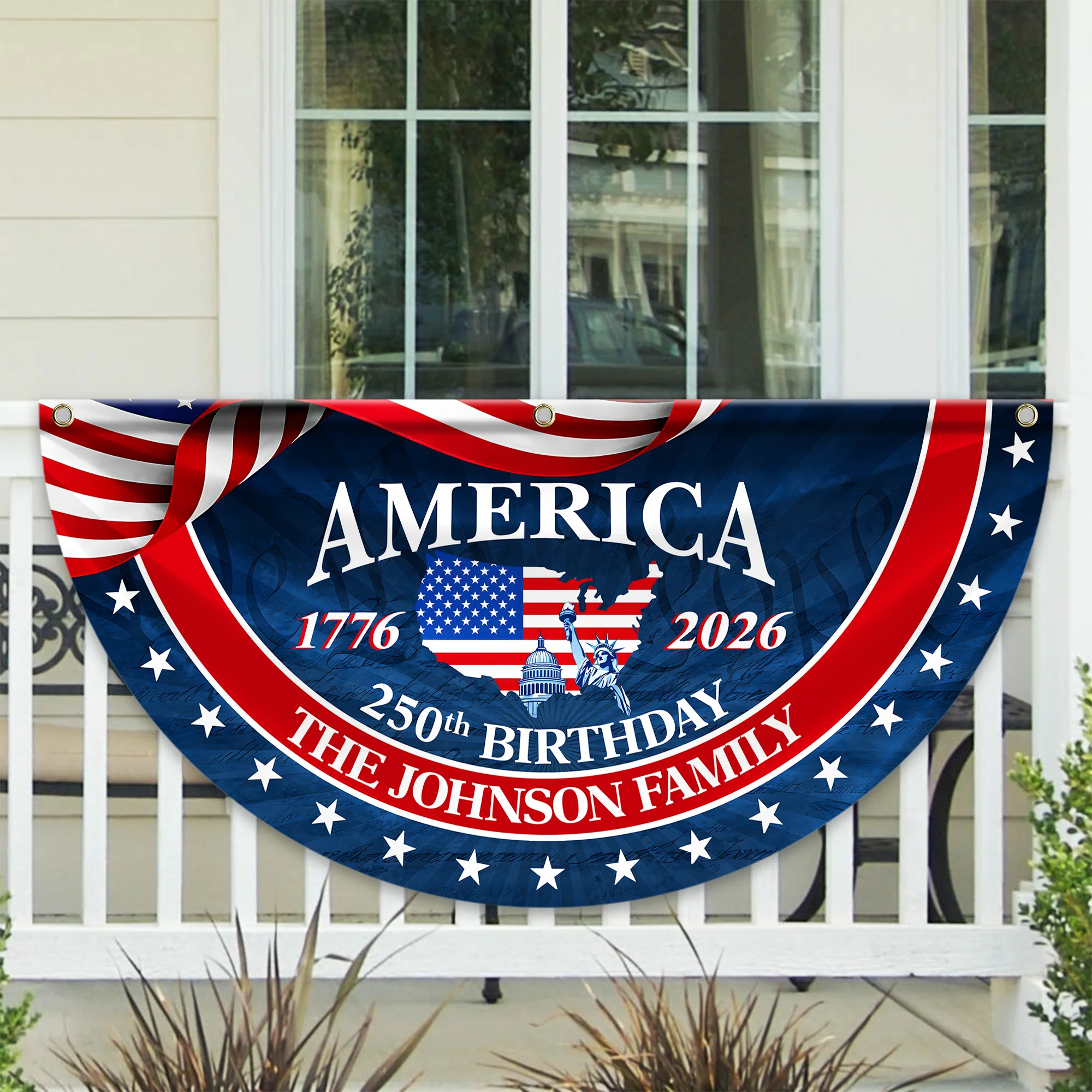 Custom Family Name America Birthday 1776-2026 Non-Pleated Fan Flag TH10 898745 - Image 2
