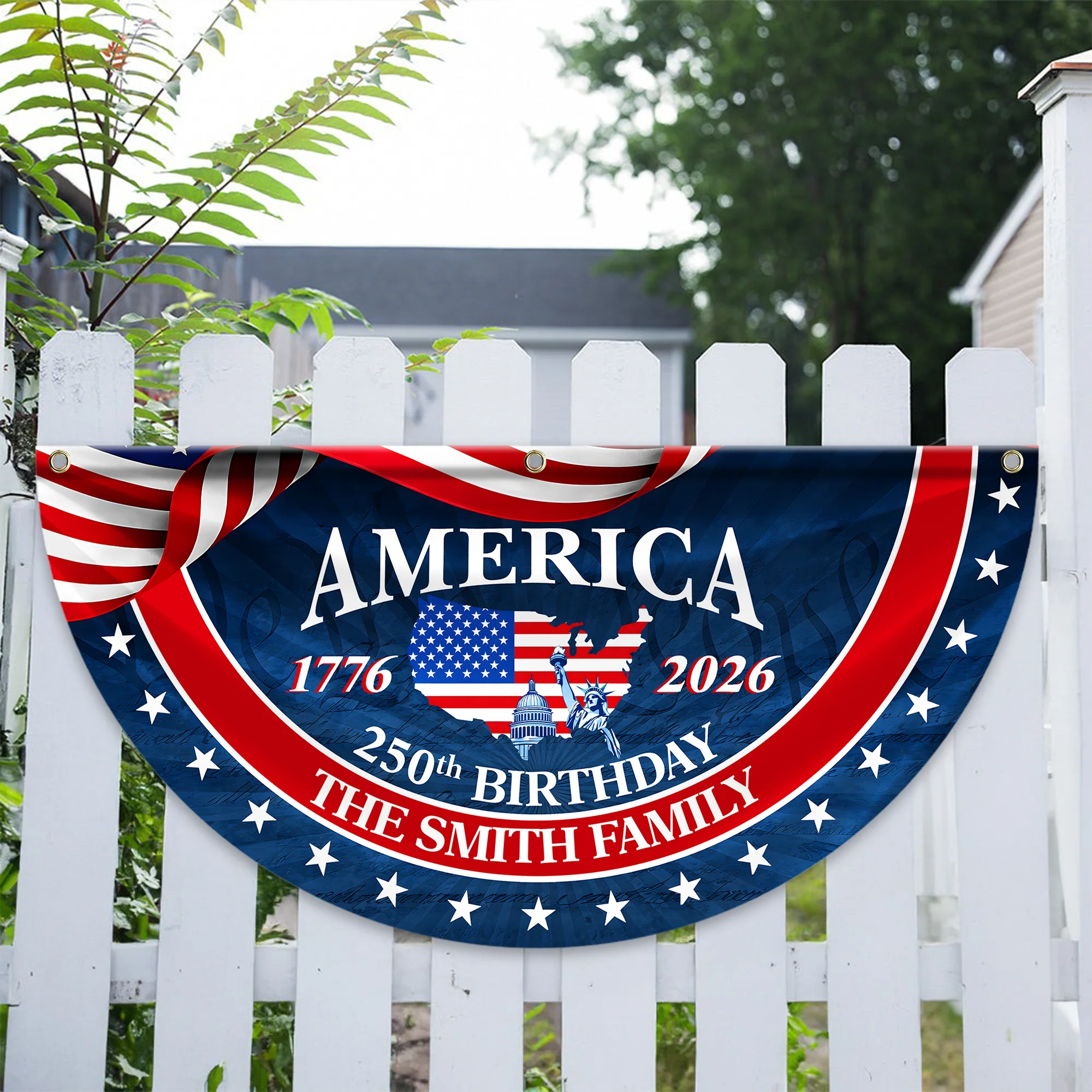 Custom Family Name America Birthday 1776-2026 Non-Pleated Fan Flag TH10 898745 - Image 5