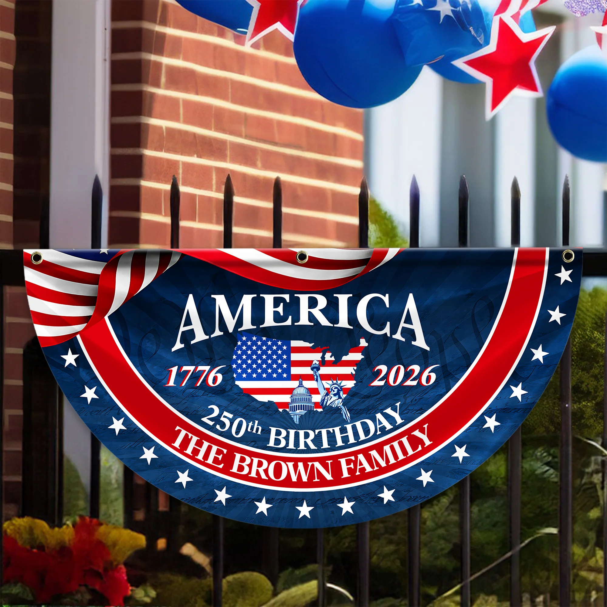 Custom Family Name America Birthday 1776-2026 Non-Pleated Fan Flag TH10 898745 - Image 6