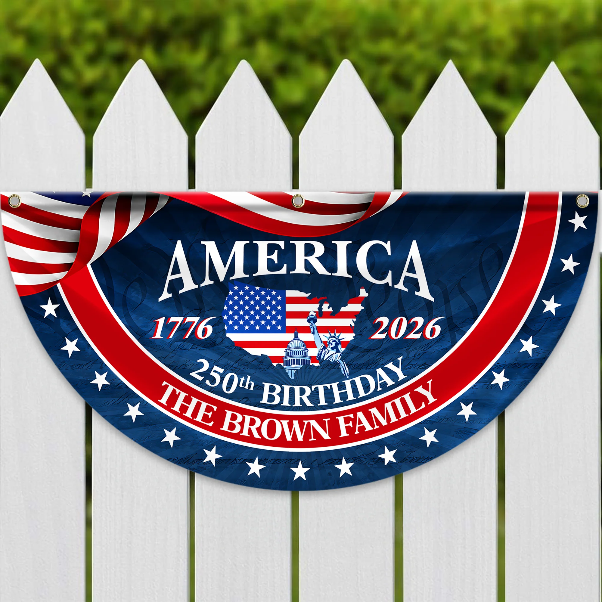 Custom Family Name America Birthday 1776-2026 Non-Pleated Fan Flag TH10 898745 - Image 7