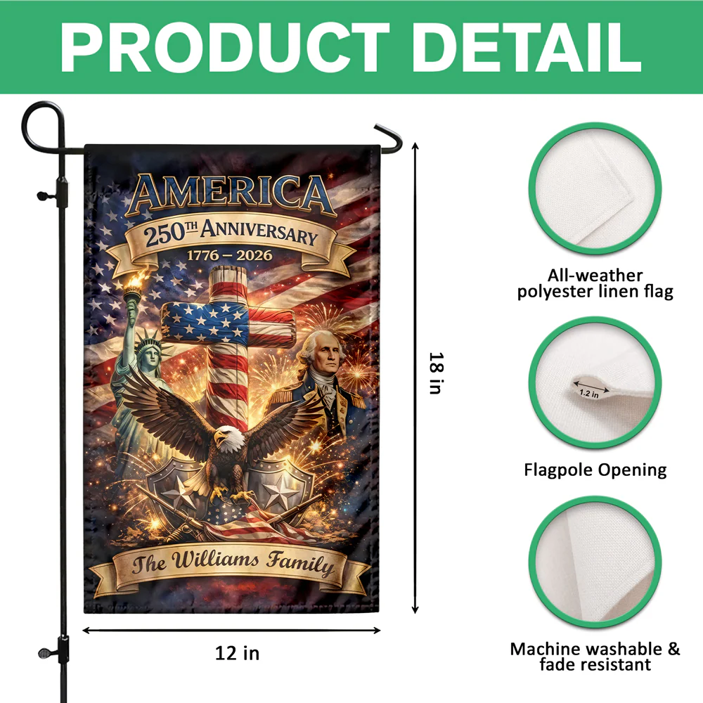 Custom Family Name America 250th Anniversary Garden Flag TH10 898823 - Image 7