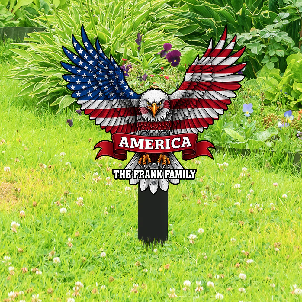 Custom Family Name America Eagle Garden Stake TH10 898059 - Image 3
