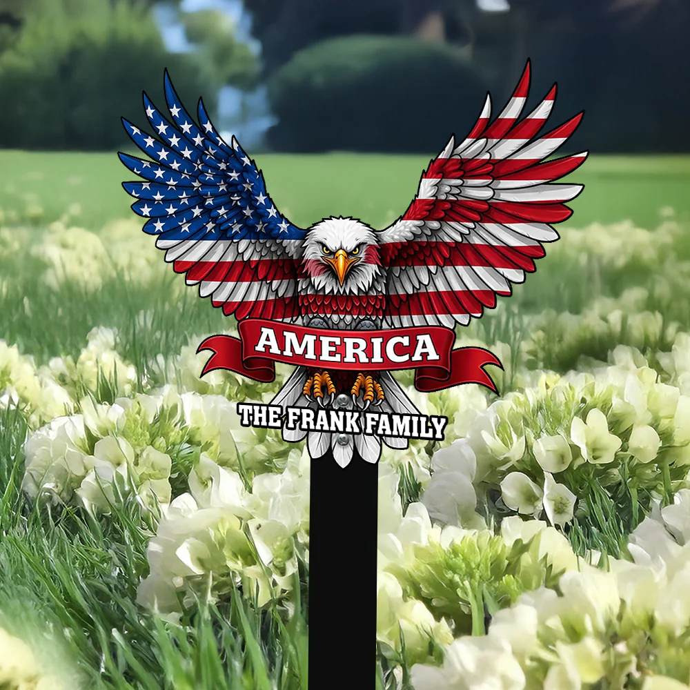 Custom Family Name America Eagle Garden Stake TH10 898059 - Image 4