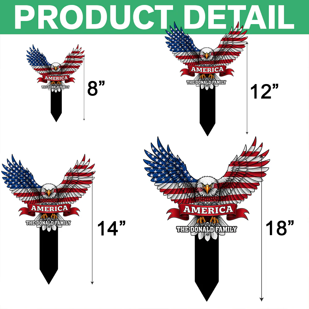 Custom Family Name America Eagle Garden Stake TH10 898059 - Image 5