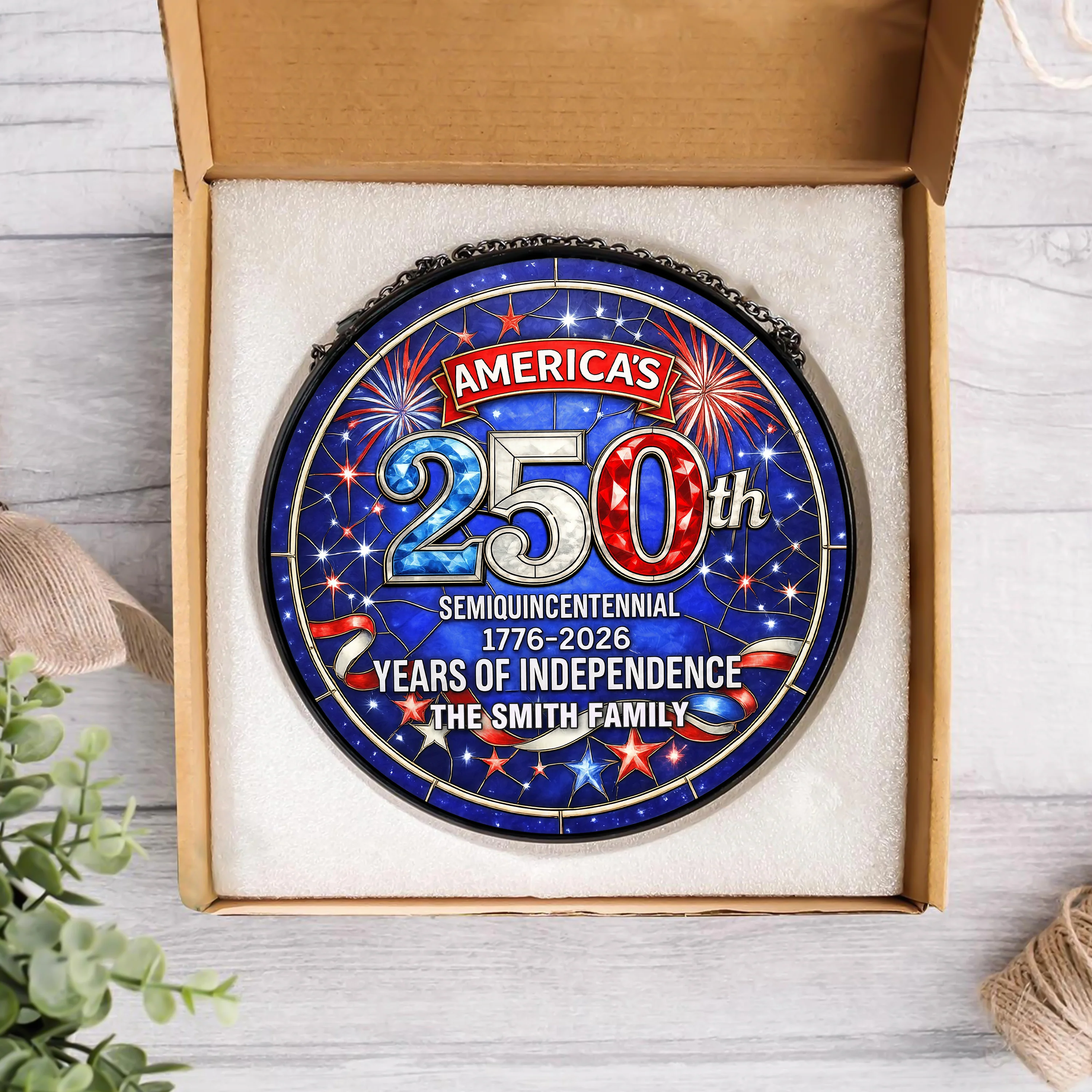 Custom Family Name America's 250th Semiquincentennial Years Of Independence Stained Glass Suncatcher TH10 898735 - Image 7