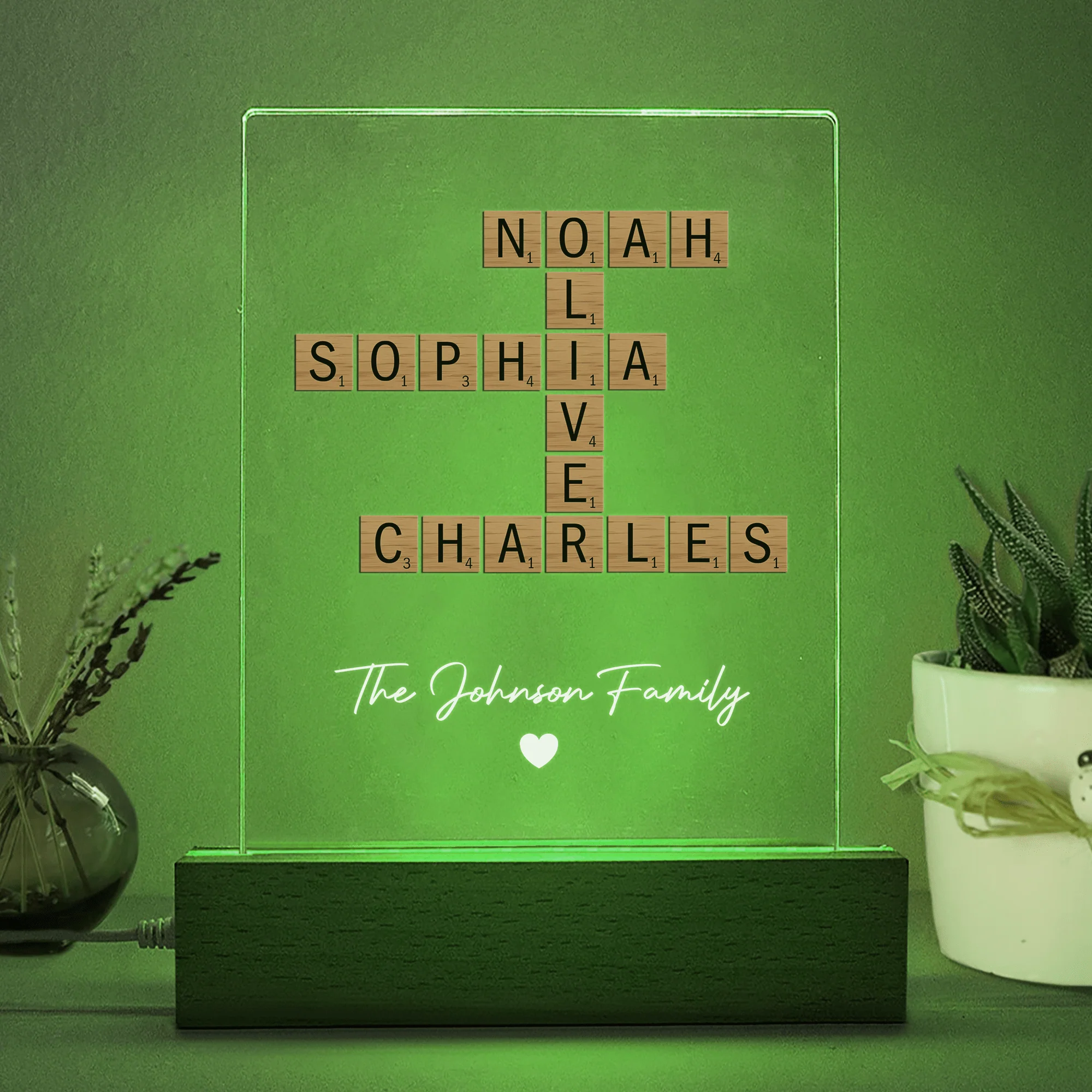 Custom Family Name Crossword Art Acrylic Plaque LED Night Light TH10 892079 - Image 5