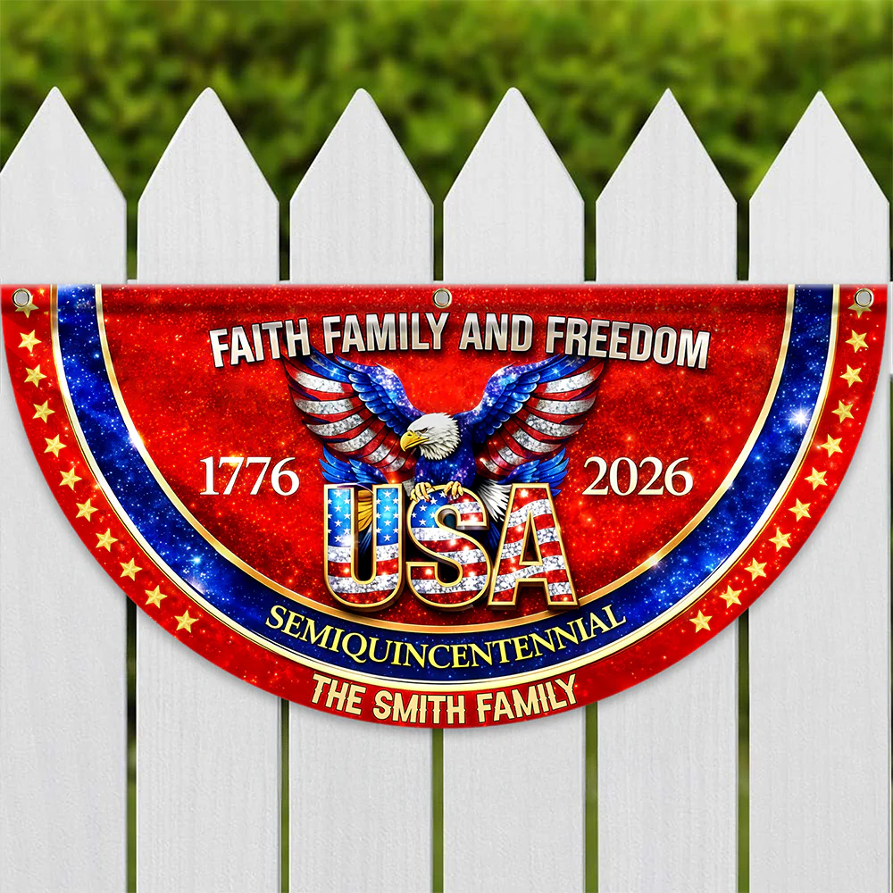 Custom Family Name Faith Family And Freedom 1776-2026 Non-Pleated Fan Flag TH10 898993 - Image 7