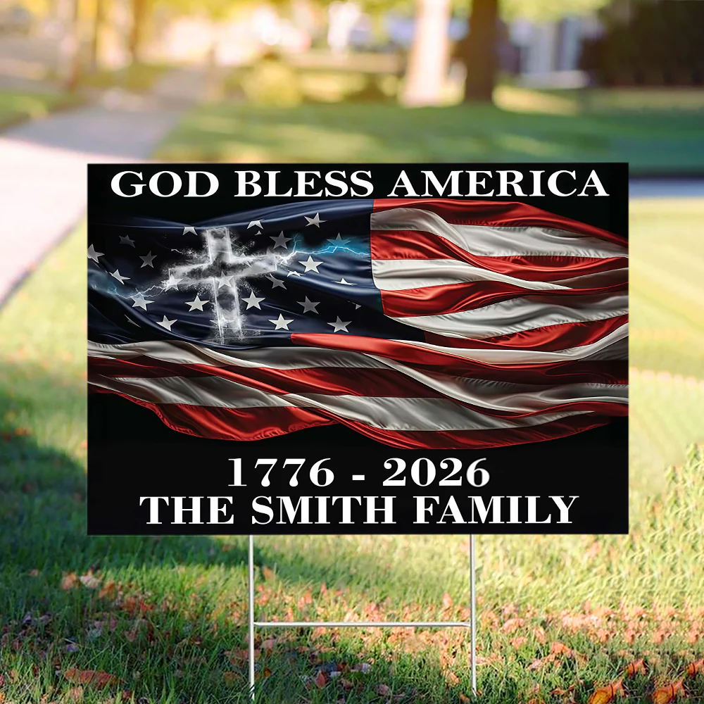 Custom Family Name God Bless America Garden Yard Sign TH10 896365 - Image 4