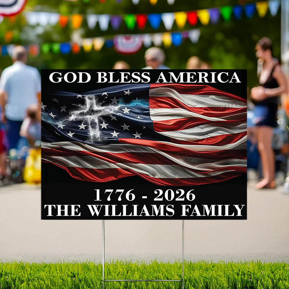 Custom Family Name God Bless America Garden Yard Sign TH10 896365 - Image 6