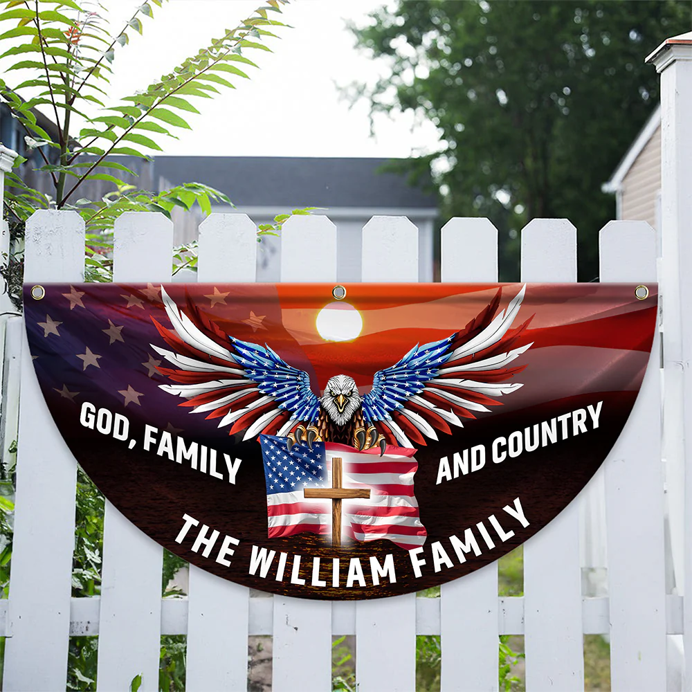 Custom Family Name God Family And Country America Non-Pleated Fan Flag TH10 896437 - Image 4