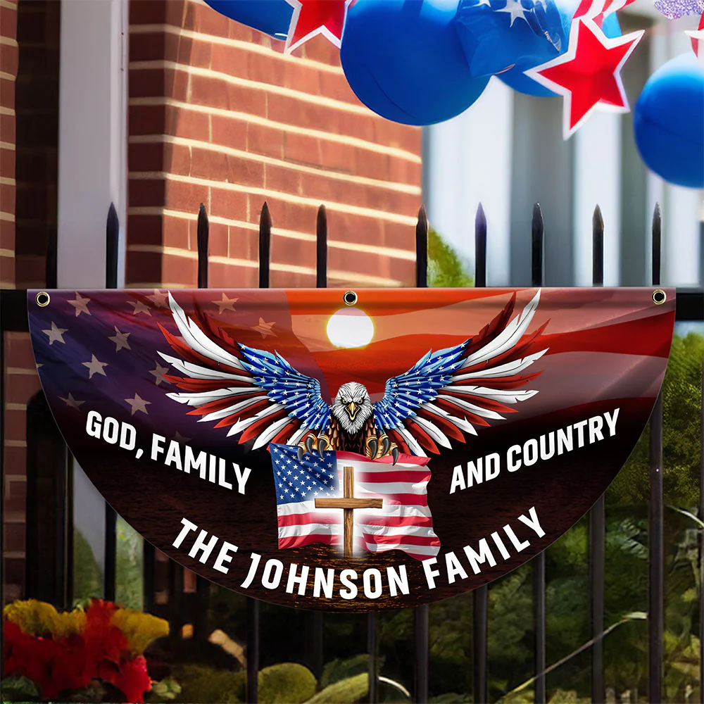 Custom Family Name God Family And Country America Non-Pleated Fan Flag TH10 896437 - Image 5
