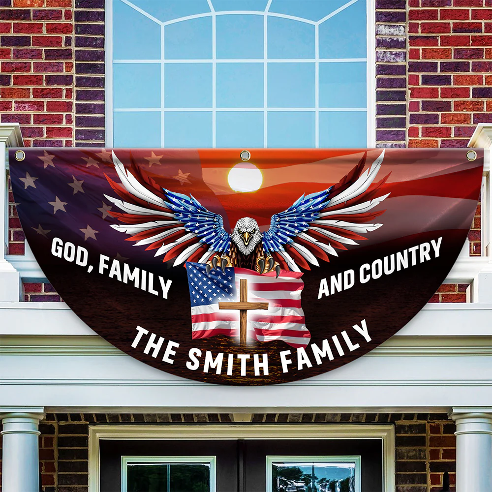 Custom Family Name God Family And Country America Non-Pleated Fan Flag TH10 896437 - Image 7