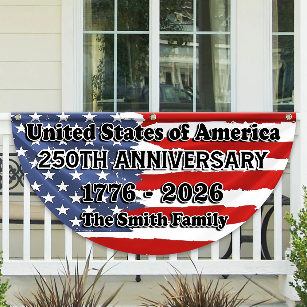 Custom Family Name USA 250th Anniversary Non-Pleated Fan Flag TH10 898295 - Image 5