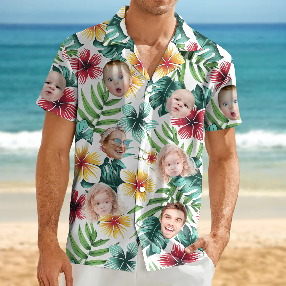 Custom Family Photo Colorful Tropical Hawaii Shirt TH10 892615 - Image 5